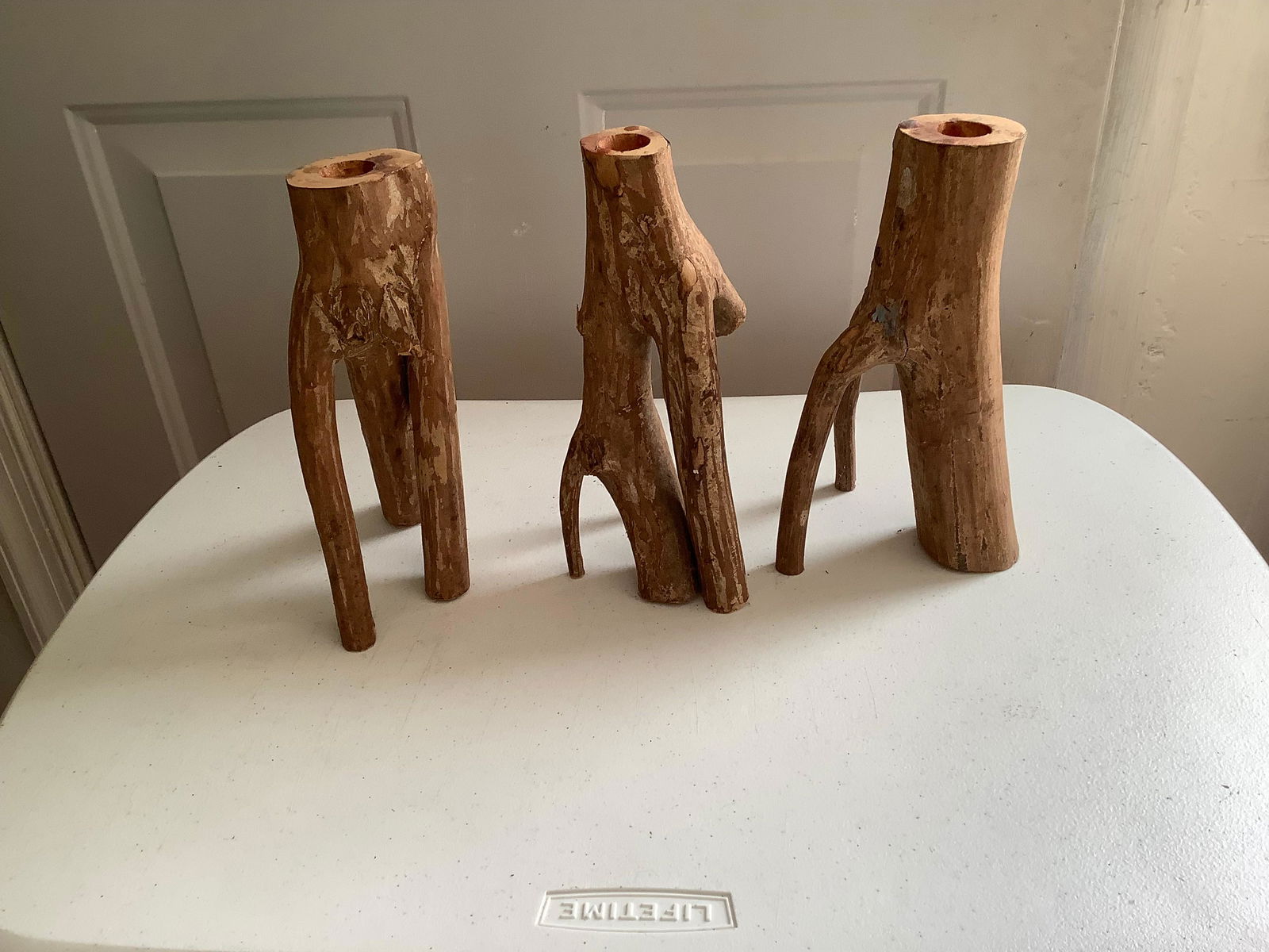 Lot of 3 Tree Stump Candle Holders Tallest 9.5" (1 of 1)