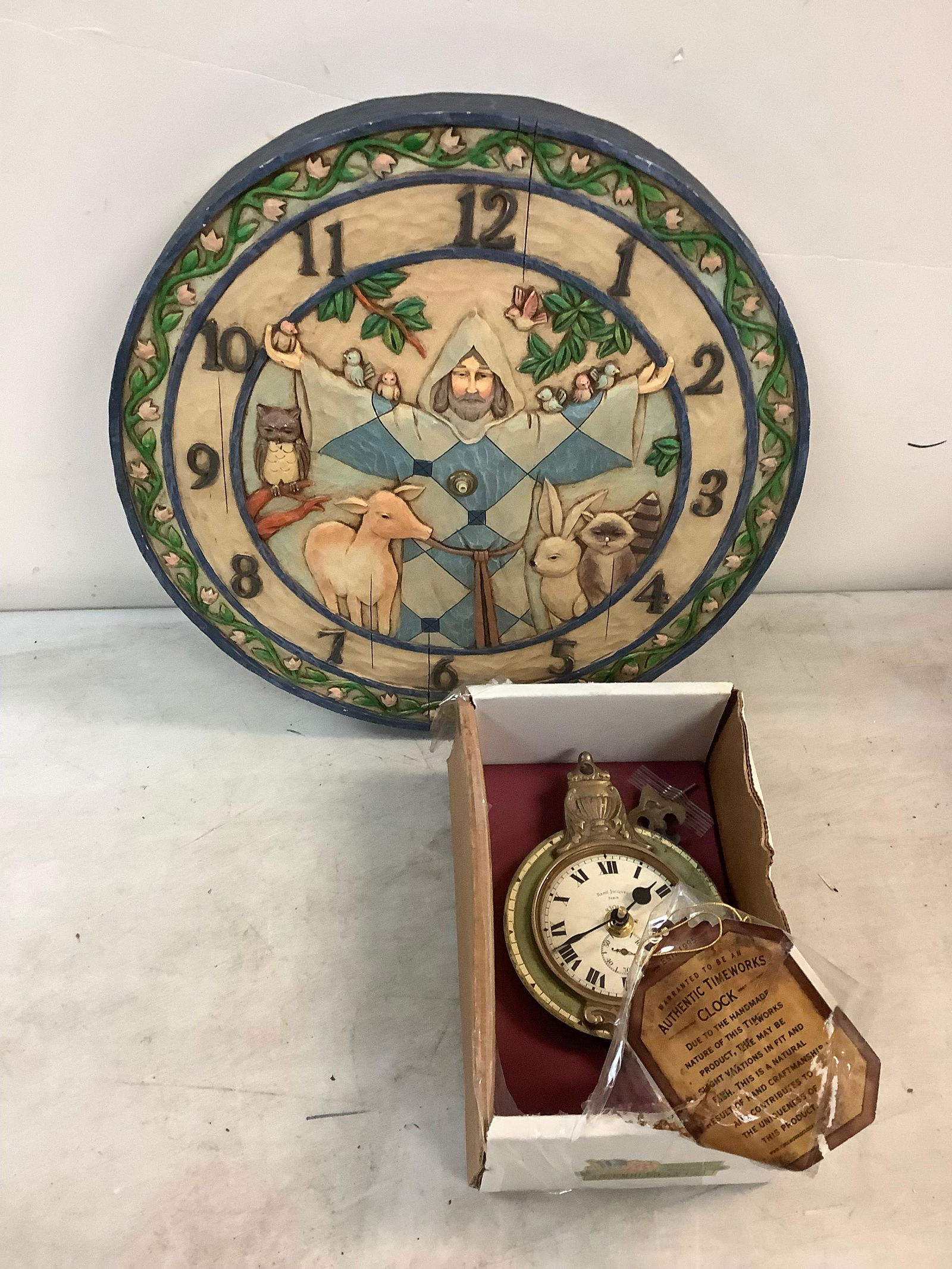 Lot of JIMSHORE garden clock 12in X 12in & AUTHENTIC TIMEWORKS CLOCK (1 of 1)