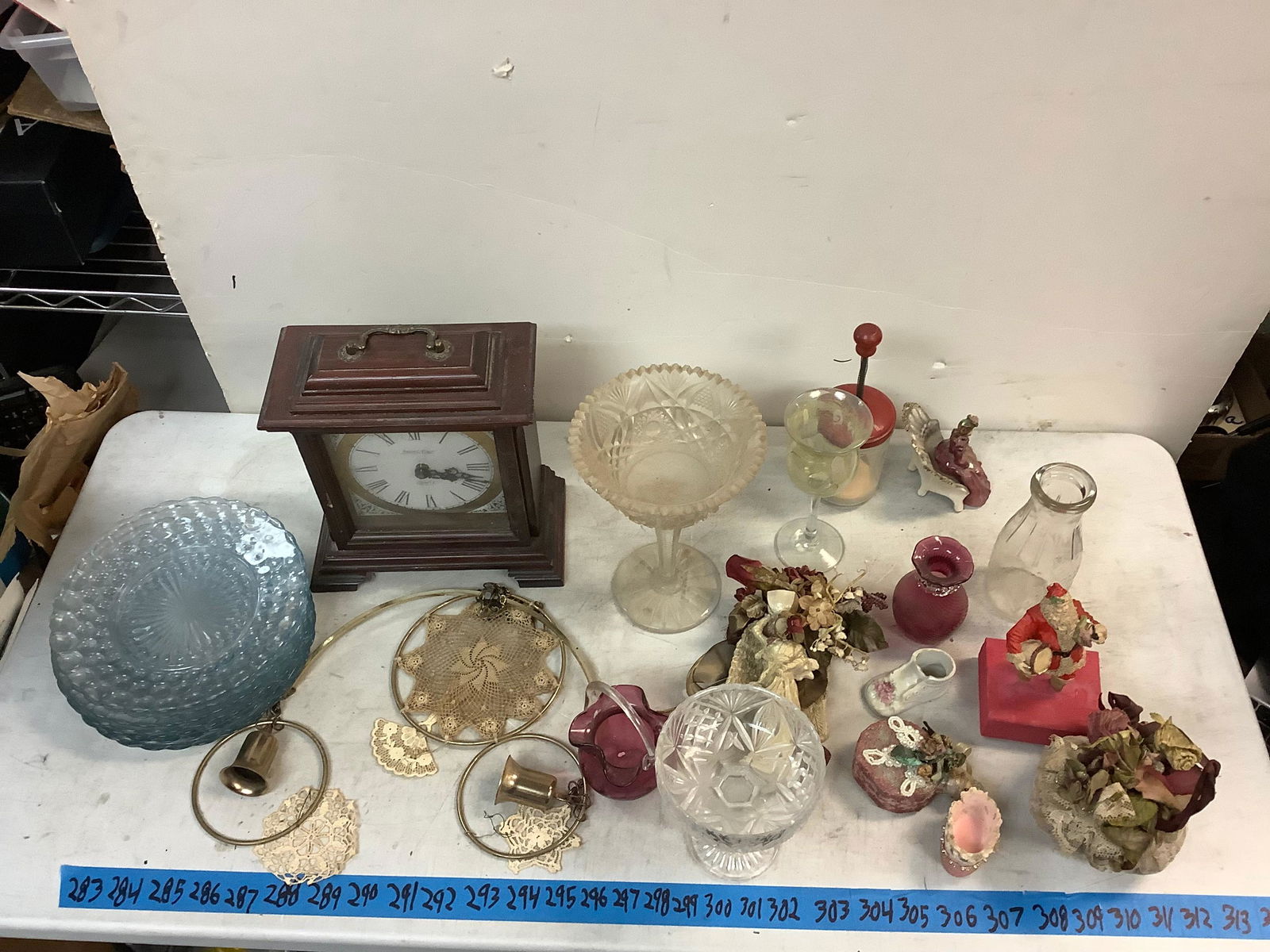 Lot of vintage plates, cups, sunset time quartz clock, trinkets, and more. (1 of 1)