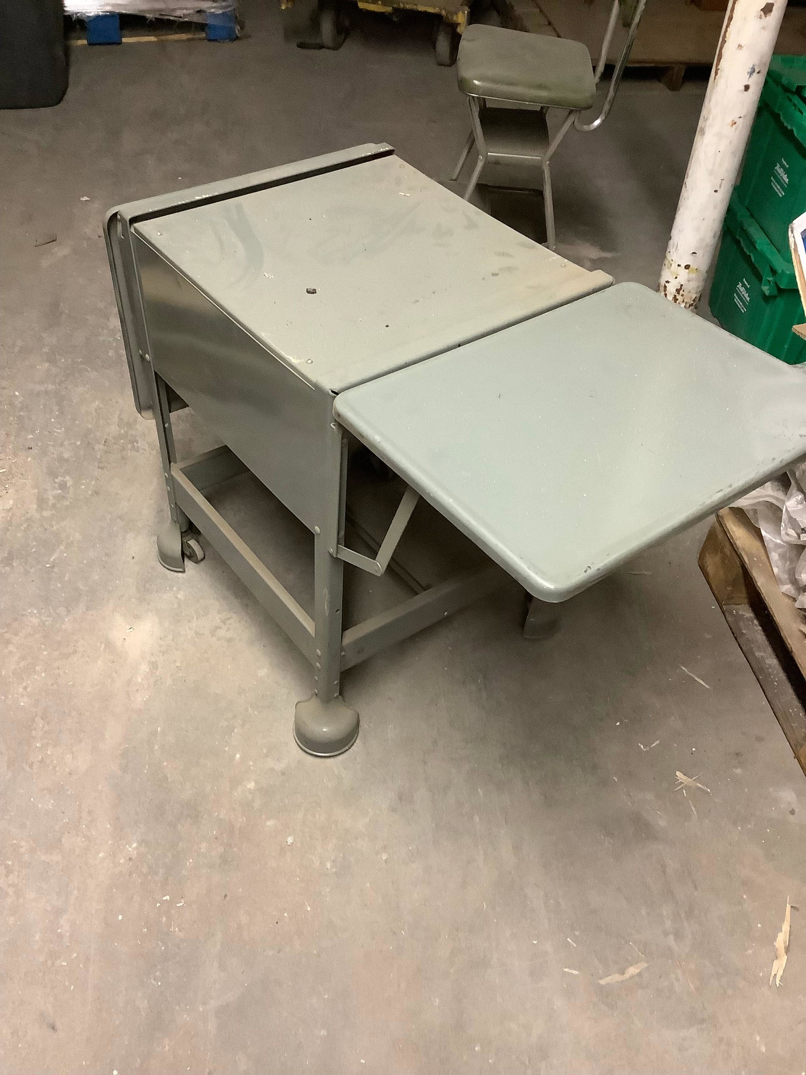 Vintage metal typing desk 28in.tall: Vintage metal typing desk 28in.tall