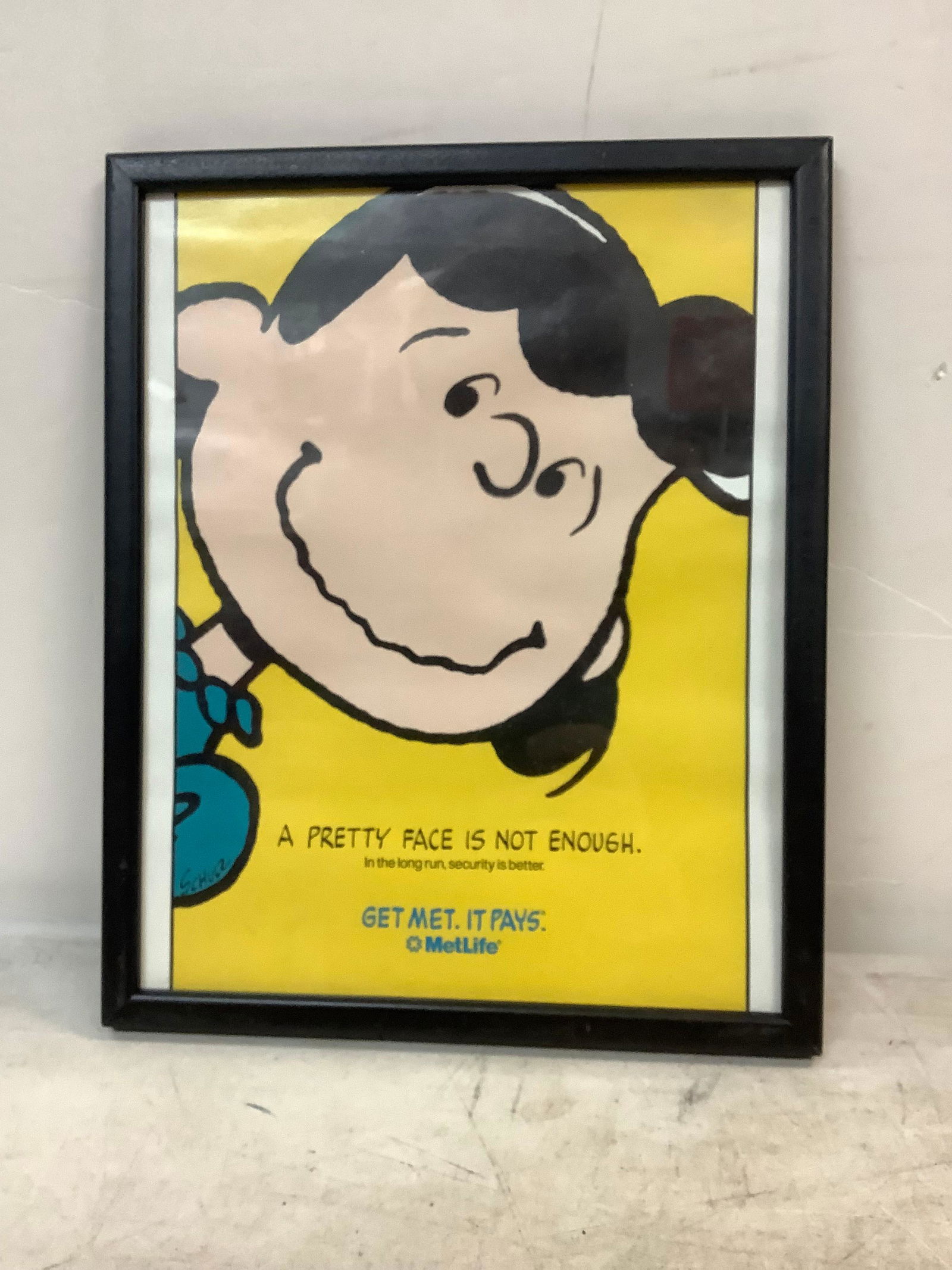 Framed Schulz MetLife Lucy Van Pelt Picture 10.5x8.5 (1 of 1)