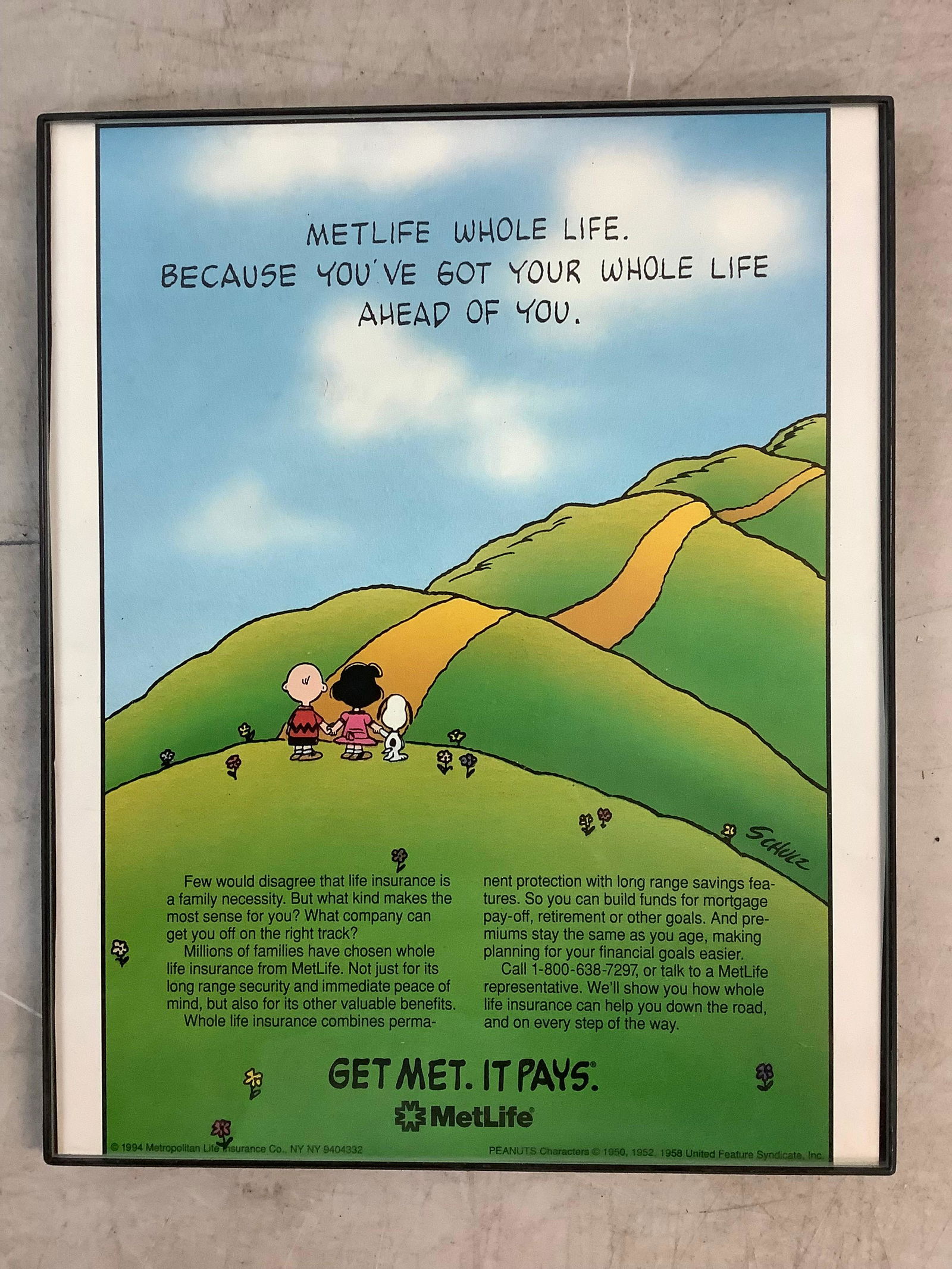 Framed Schulz MetLife Peanuts Picture 10x8 (1 of 1)