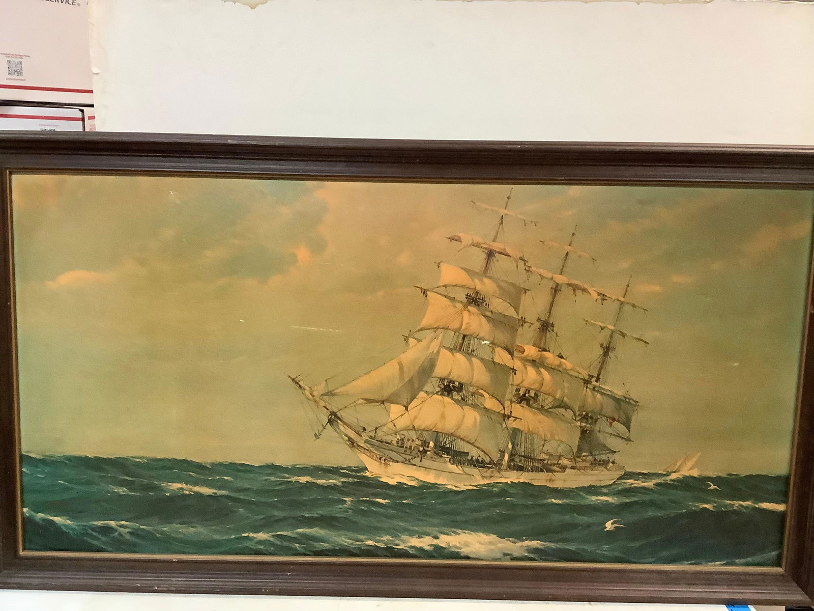 Framed Clipper Ship On Board 28x52 (1 of 1)