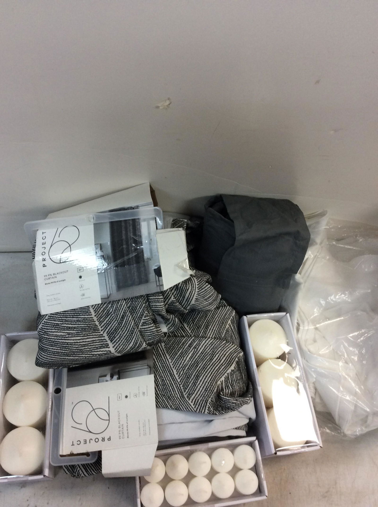 Lot of project 62 blackout shower curtains, votive candles, restaurant napkins and more: Lot of project 62 blackout shower curtains, votive candles, restaurant napkins and more