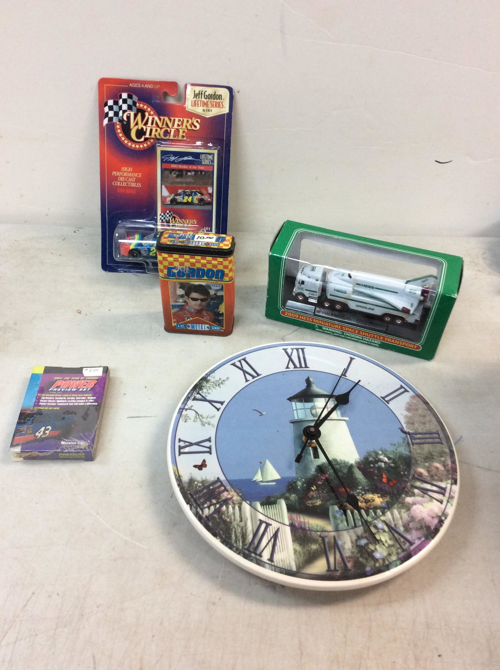 Clock santa barbara ceramic design, foil and metal car cards, winners circle model car, and 2009 (1 of 1)