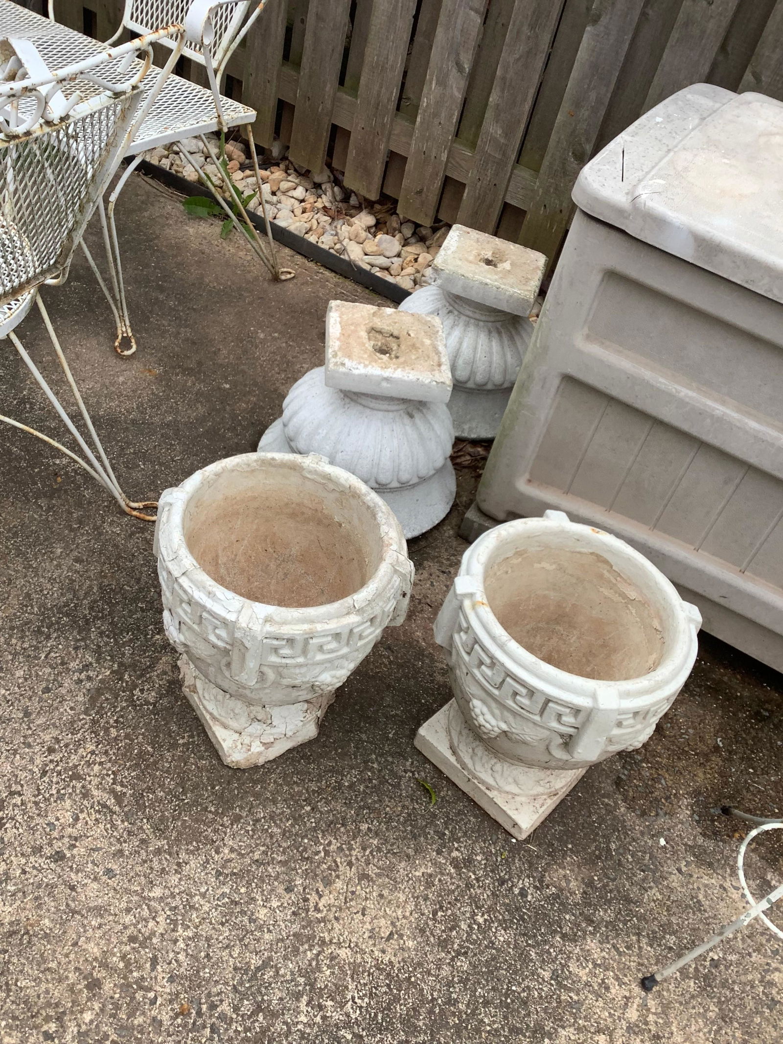4 large cement planters 14in. (1 of 1)