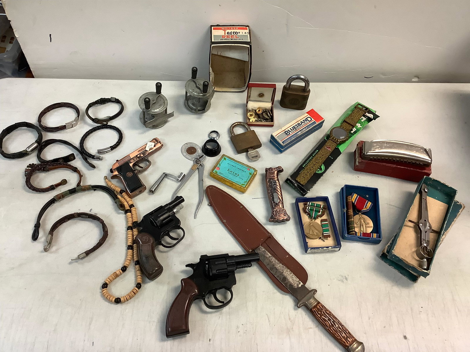 M.HOHNER harmonica, bluesbrand harmoica, assorted vintage pins, freedom of speech WWII pin, handmade (1 of 1)