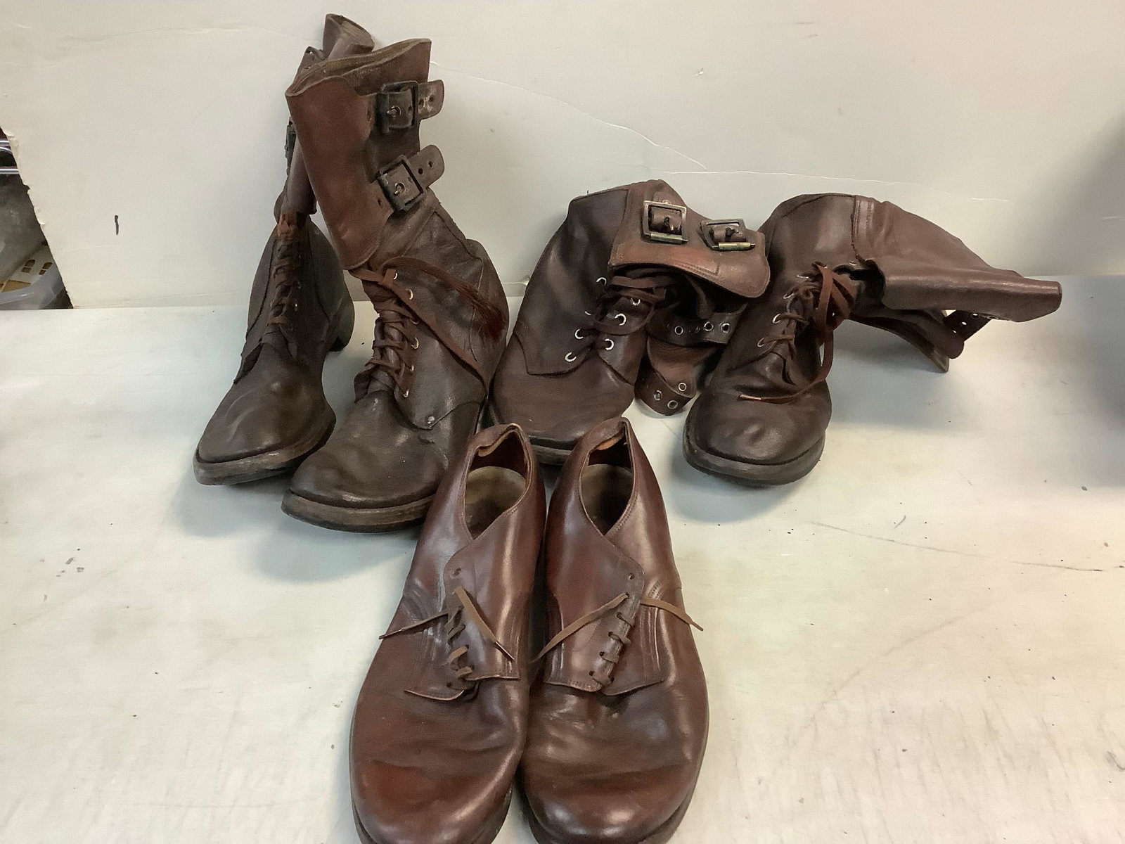 Vintage military boots and dress shoes: Vintage military boots and dress shoes