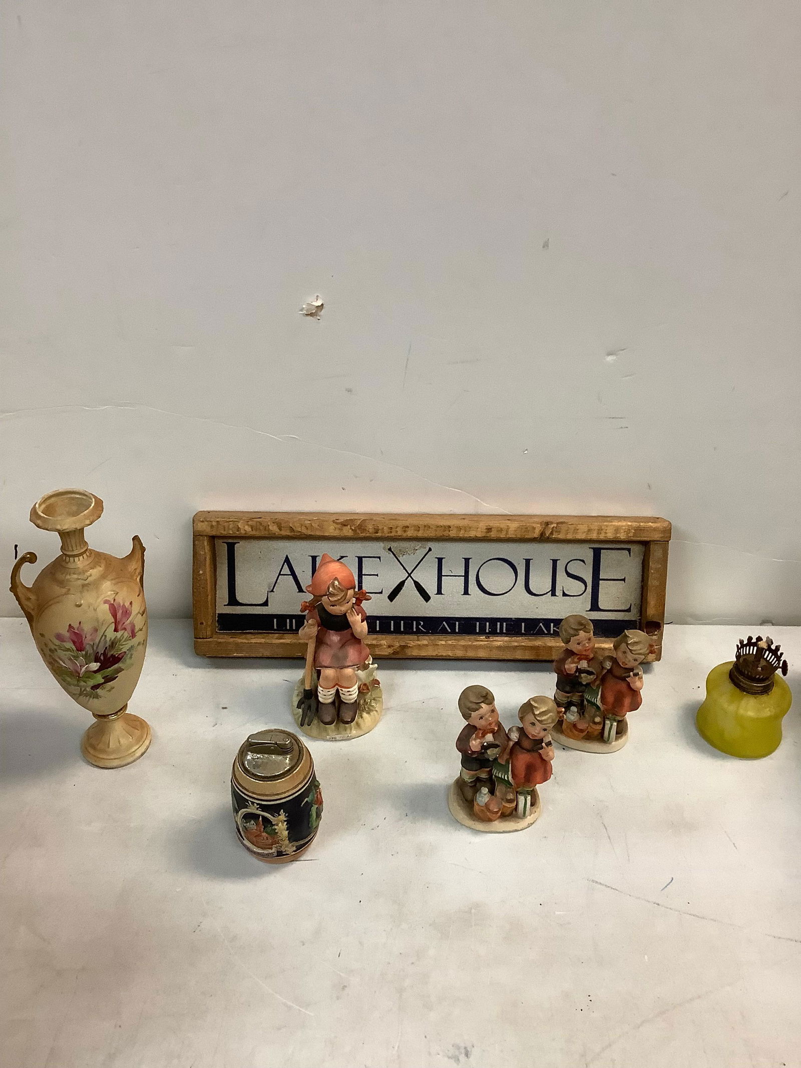 Wooden Lake House Sign, Signed  Ceramic Figurines, Stein Lighter and More Tallest 10" (1 of 1)