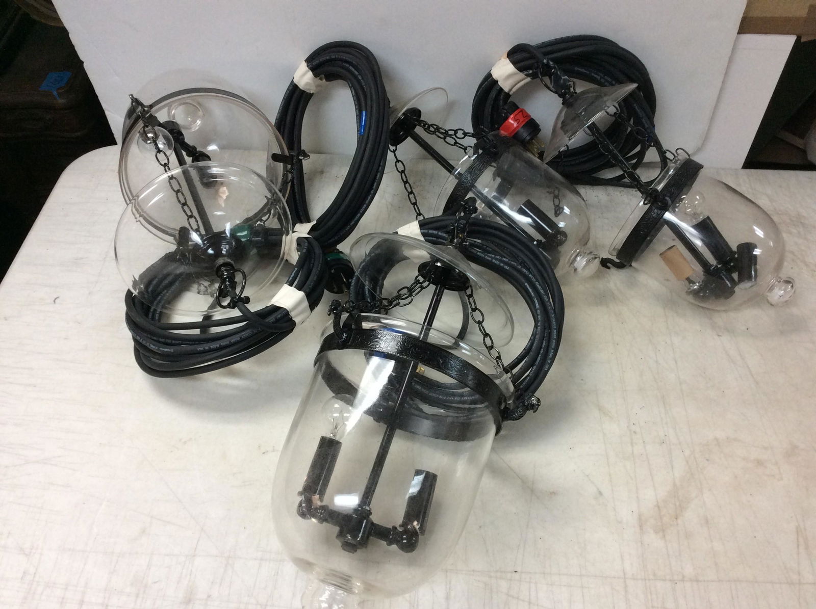 Lot of 4 hanging light fixtures as is tallest about 15in.tall (1 of 1)