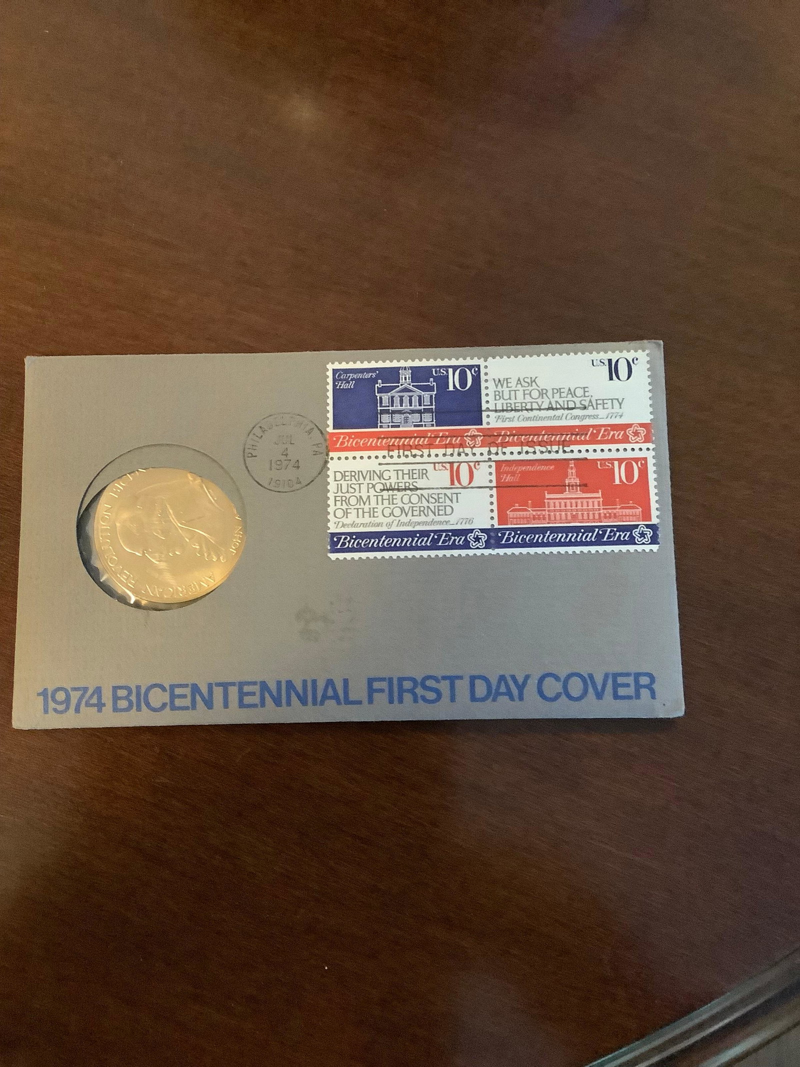 1974 Bicentennial/Commemorative Medal First Day Cover: 1974 Bicentennial/Commemorative Medal First Day Cover
