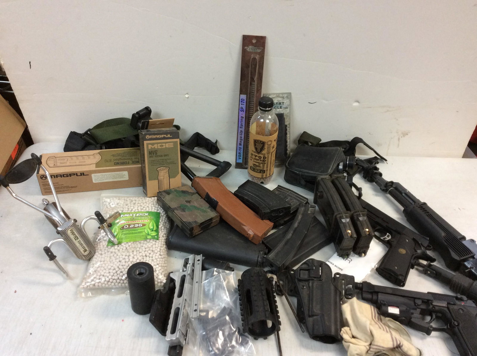Lot of BB guns, BB gun parts, BB bullets, slingshot without sling, magazines attachments and more: Lot of BB guns, BB gun parts, BB bullets, slingshot without sling, magazines attachments and more