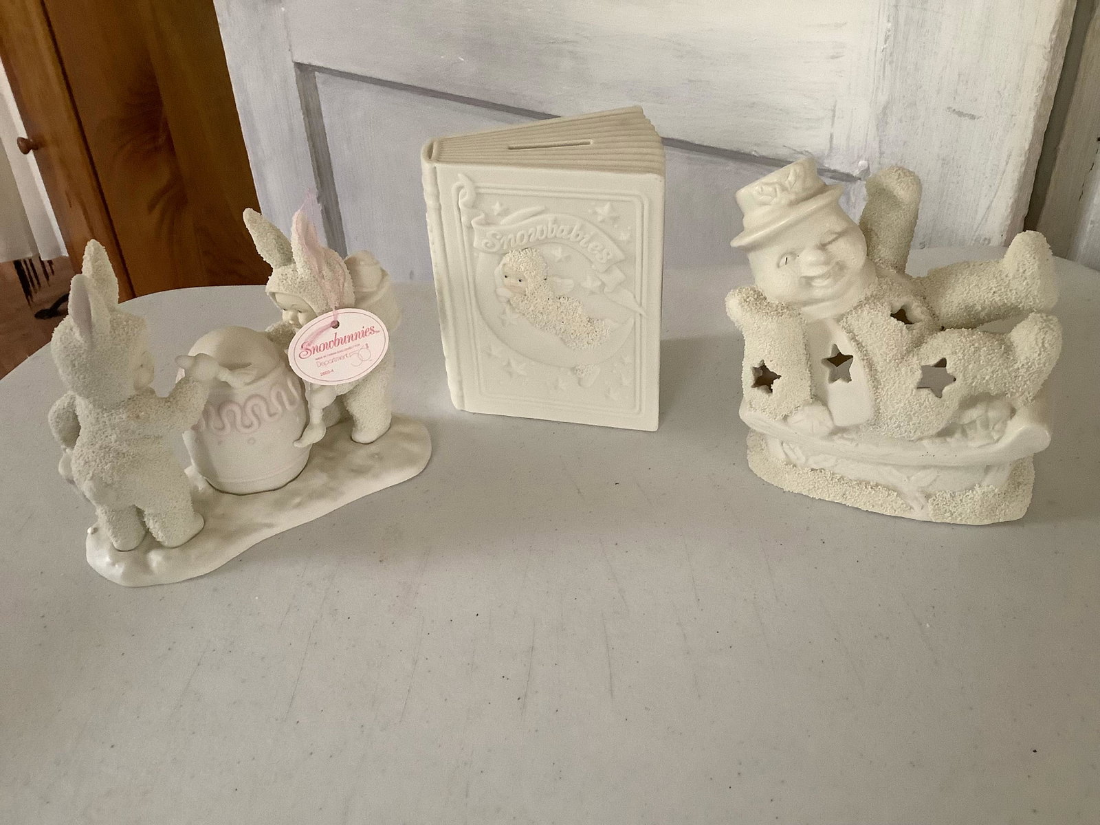 Lot of Department 56 Snow Babies Figurines and Bank: Lot of Department 56 Snow Babies Figurines and Bank