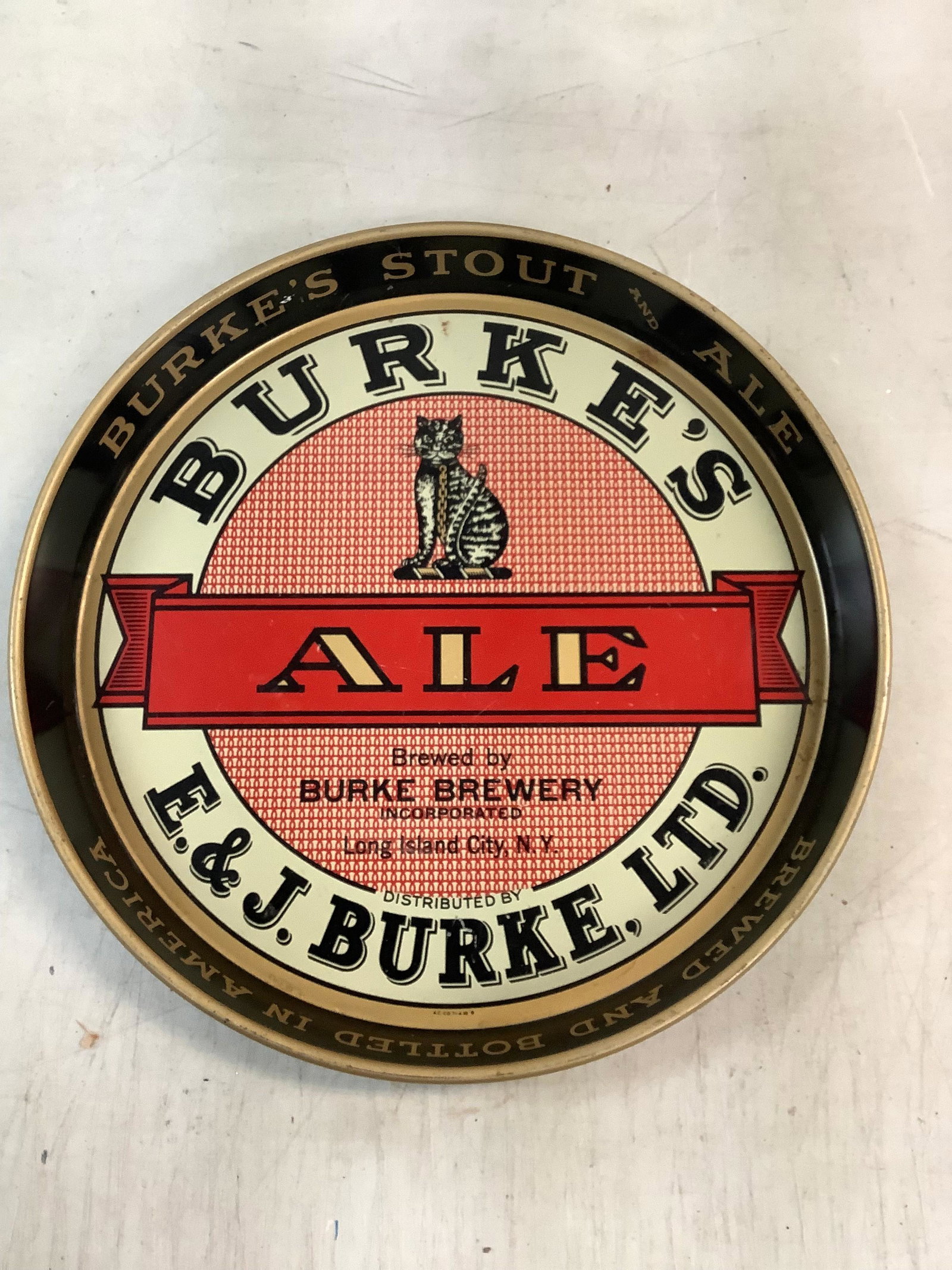 Vintage Tin Burke's Stout & Ale Tray 12x12: Vintage Tin Burke's Stout & Ale Tray 12x12