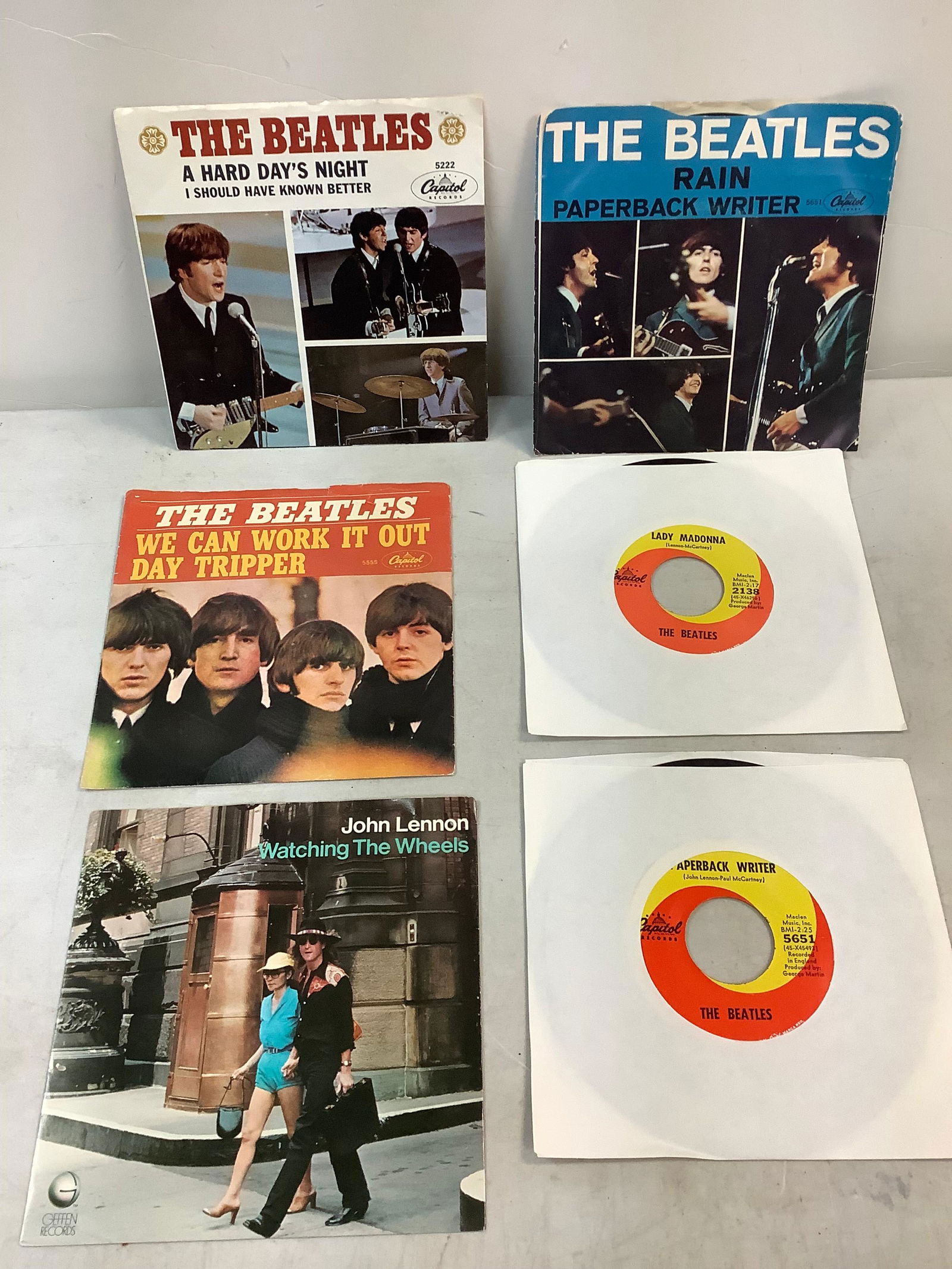 Lot of vintage 45 RPM THE BEATLES, JOHN LENNON and YOKO ONO records: Lot of vintage 45 RPM THE BEATLES, JOHN LENNON and YOKO ONO records