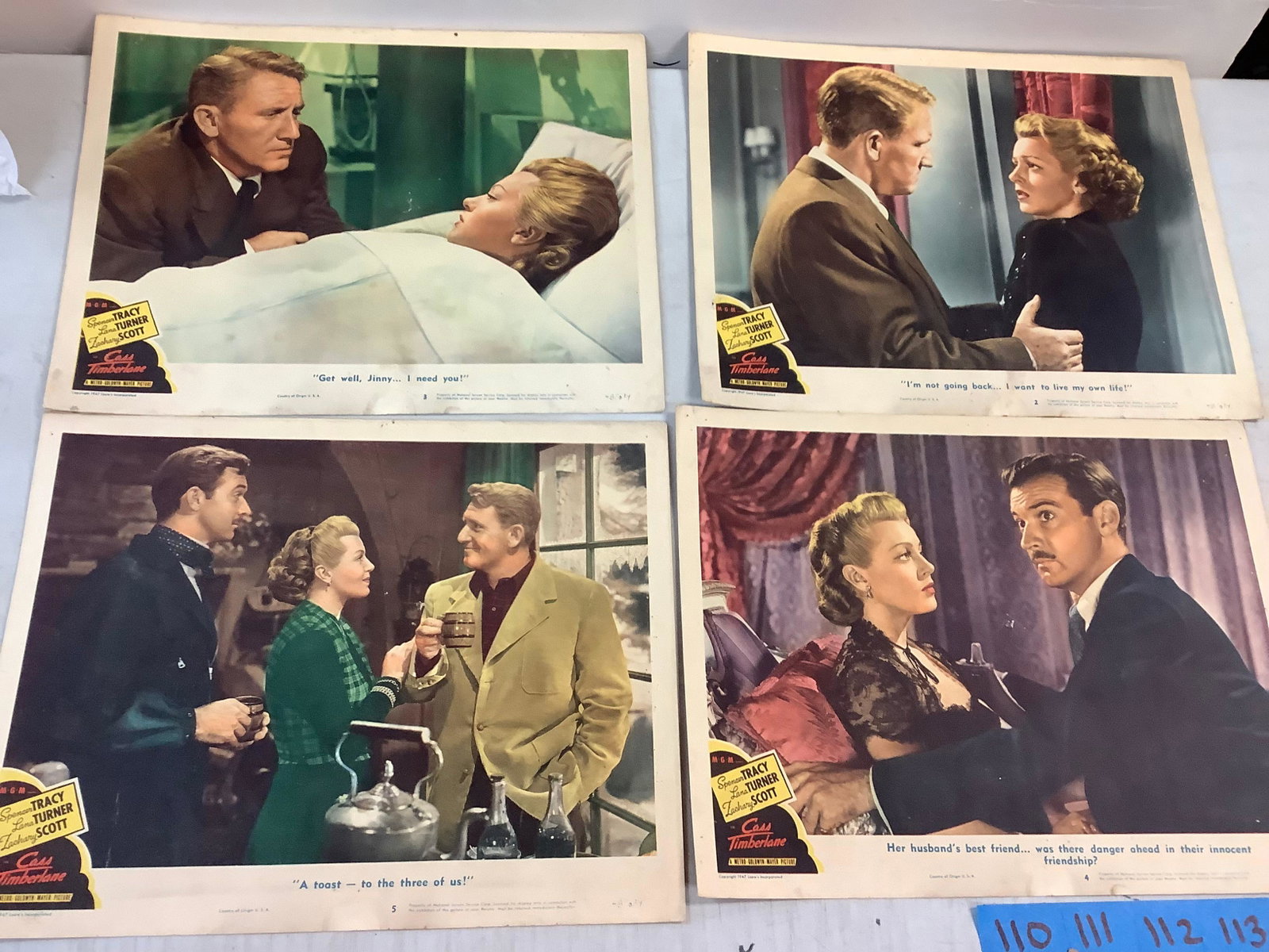 Lot of Vintage Numbered Lobby Cards: Lot of Vintage Numbered Lobby Cards