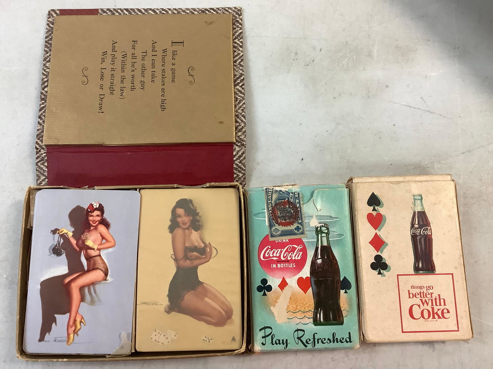 Lot of Early Coca-Cola Playing Cards and Nude Girls Playing Cards: Lot of Early Coca-Cola Playing Cards and Nude Girls Playing Cards