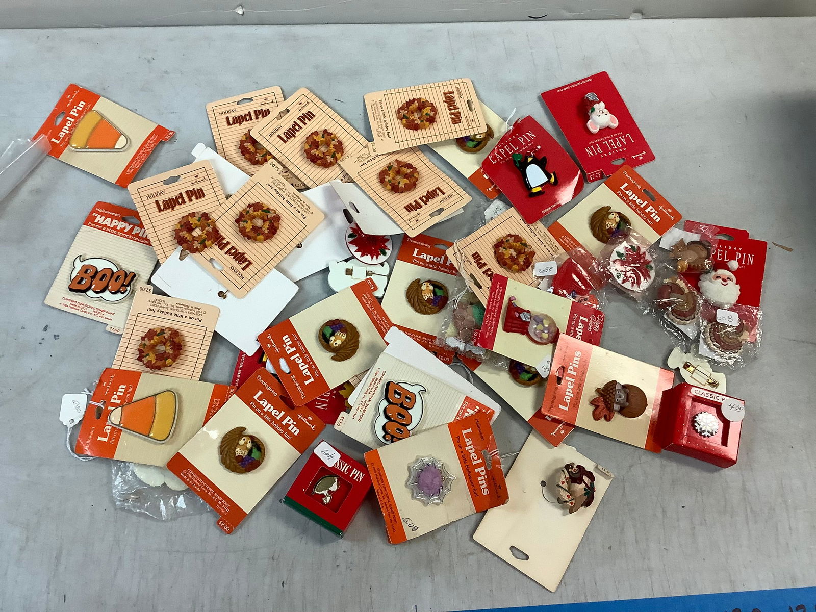 Vintage Early 80's Hallmark New Old Stock Lapel Pins (Halloween, Christmas and Thanksgiving) (1 of 1)