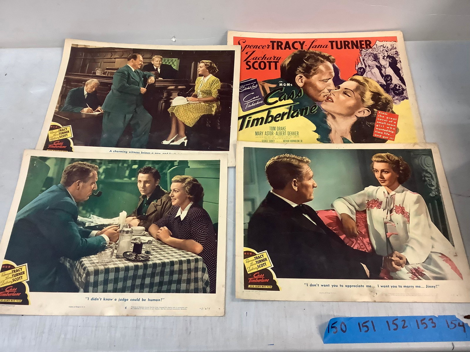 Lot of Vintage Numbered Lobby Cards: Lot of Vintage Numbered Lobby Cards