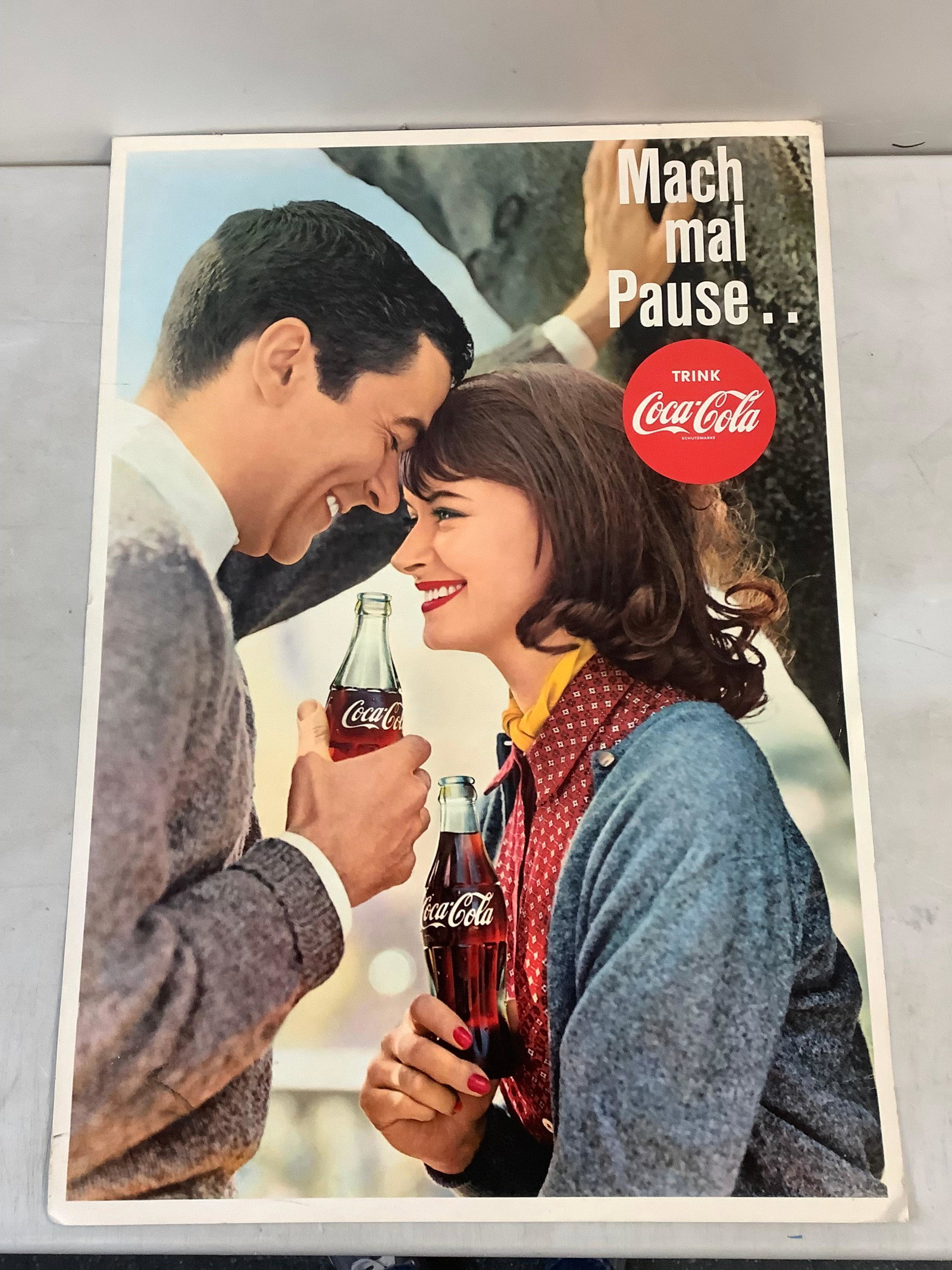 Vintage Coca-Cola Advertising Sign in German 23x16: Vintage Coca-Cola Advertising Sign in German 23x16