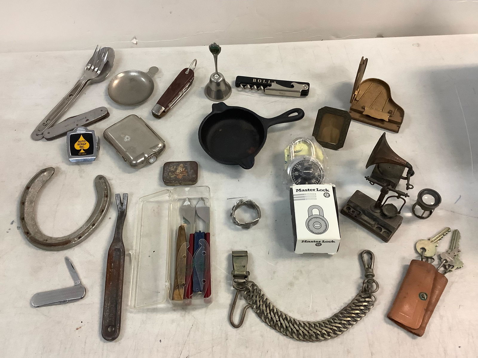 Lot of Master Lock, tootsie Toys Copper Piano, Vintage Flash Light,Nickel Silver Dog Collar and More (1 of 1)