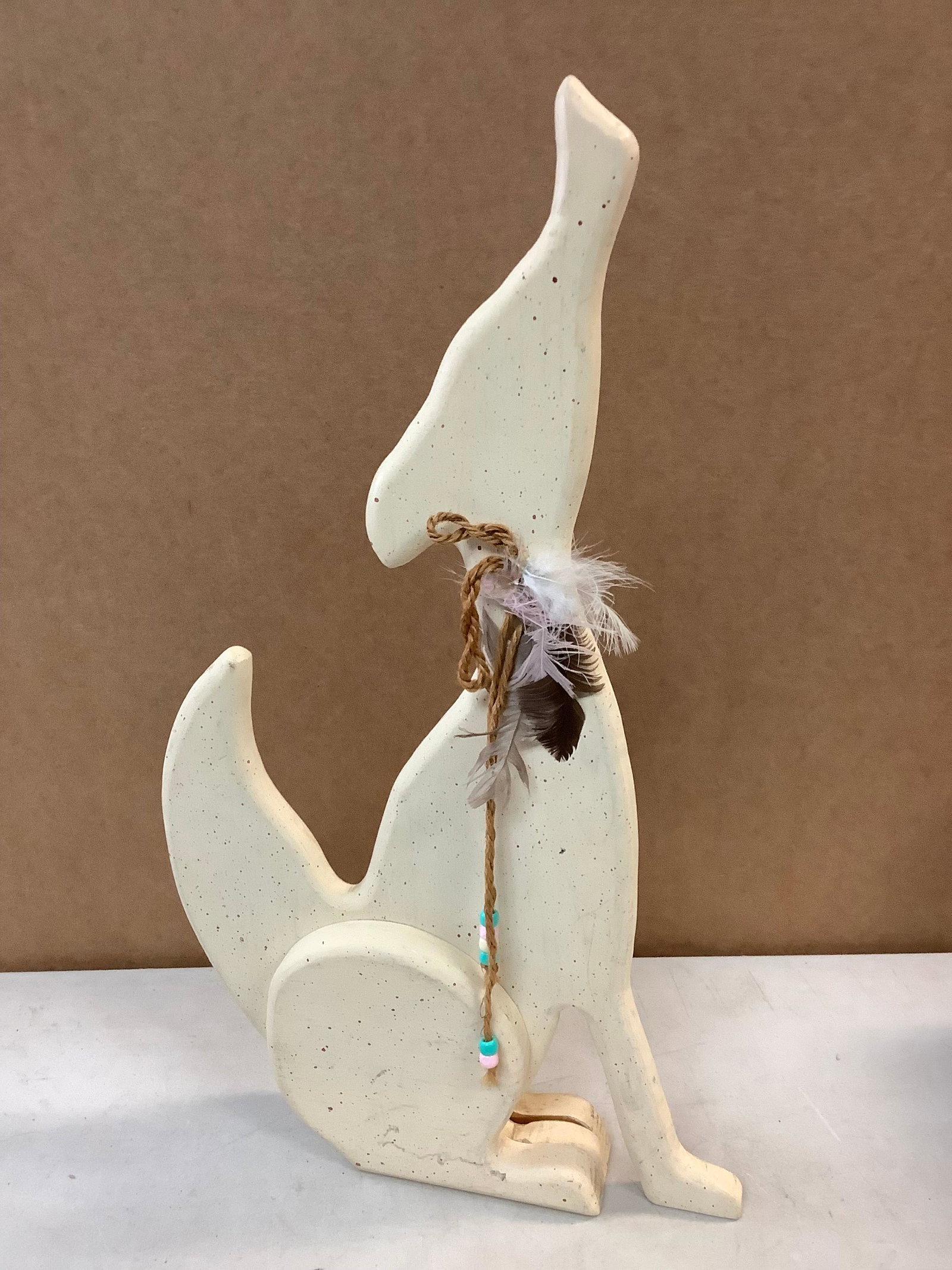 Wooden howeling coyote 19.5in tall: Wooden howeling coyote 19.5in tall