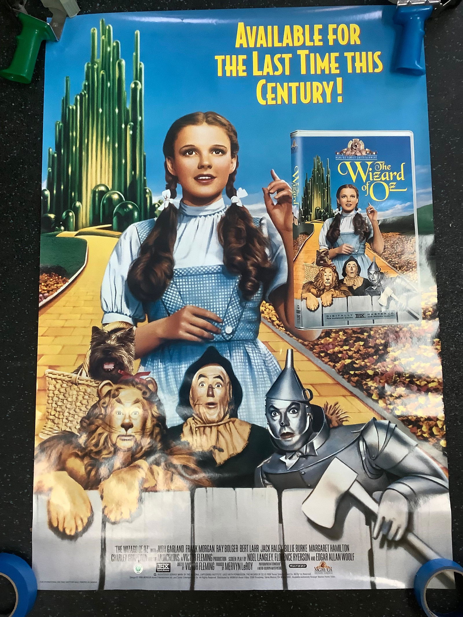 THE WIZARD OF OZ poster advertisment for VHS 39in x 27in (1 of 1)