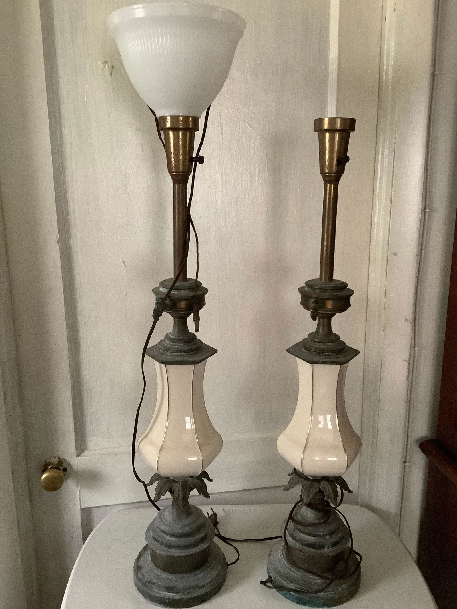Lot of 2 Vintage Stiffel Lamps (1 Shade Missing) 37" w/ Shade (1 of 1)