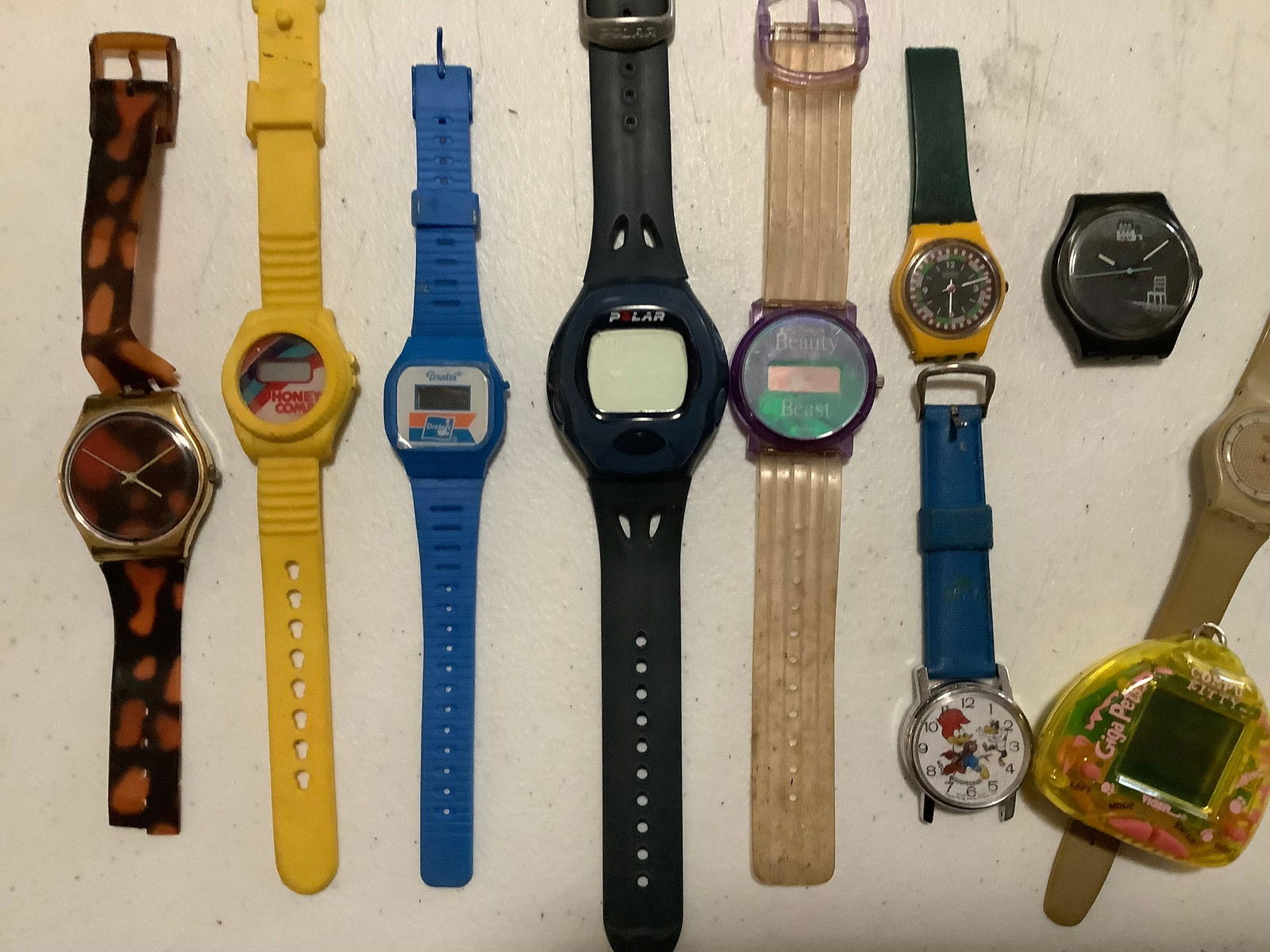 Lot of Vintage Swatch Watches (Some No Bands), Drake, Honey Combs, Beauty & the Beast, Woody Wood: Lot of Vintage Swatch Watches (Some No Bands), Drake, Honey Combs, Beauty & the Beast, Woody Wood Pecker and More Watches