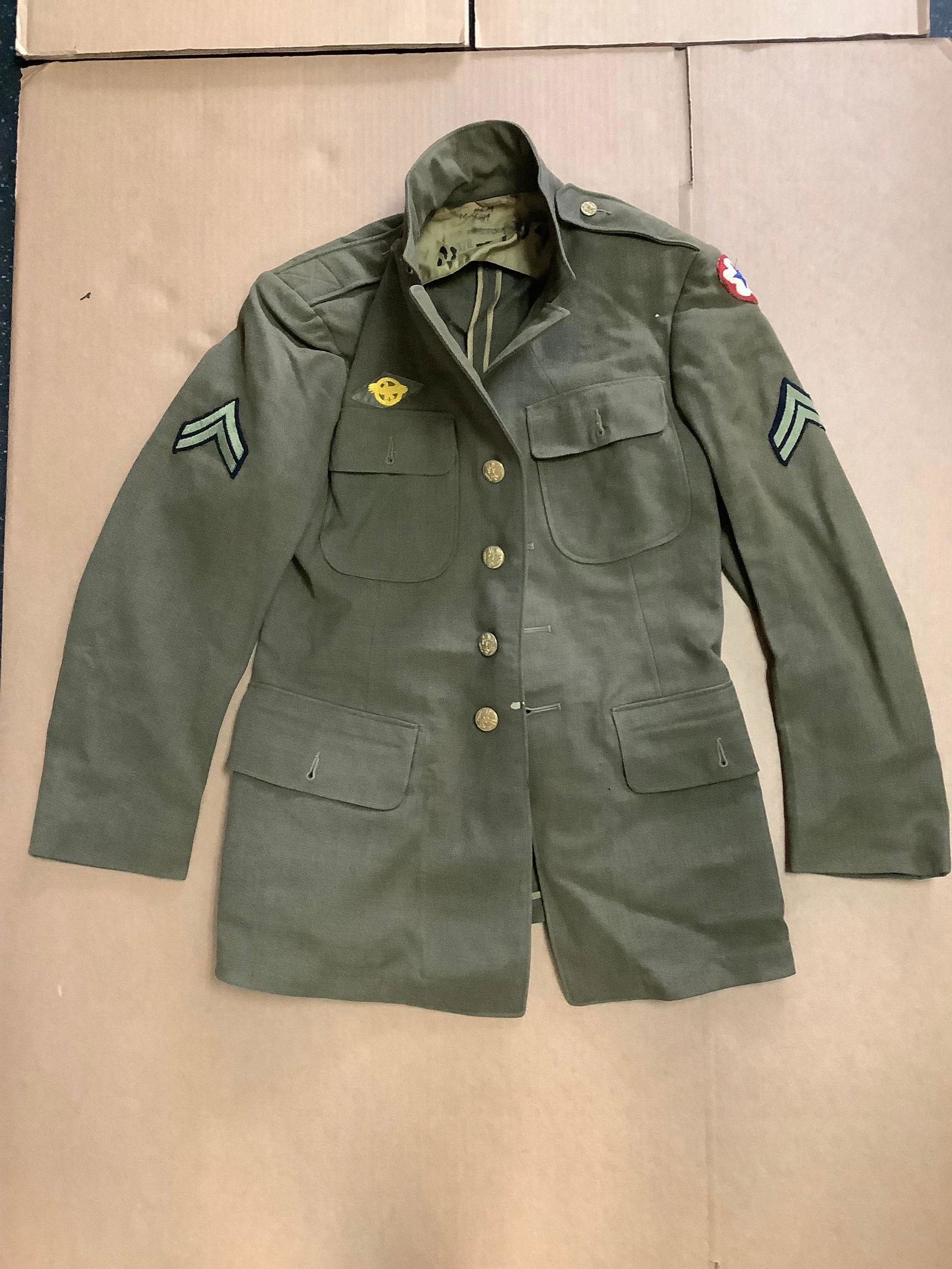 Vintage Military jacket with patches size unknown (1 of 1)