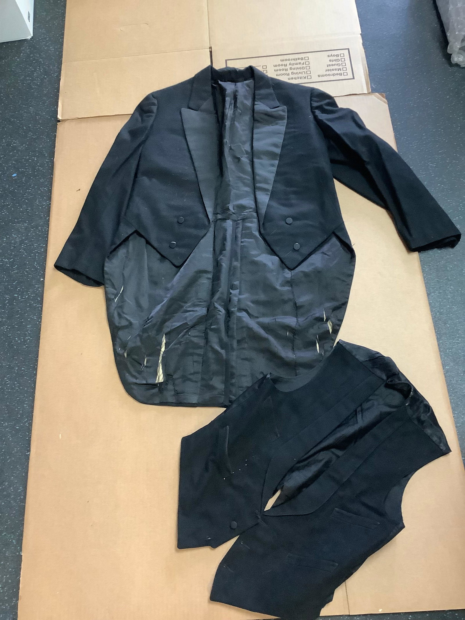 Vintage Composer coat and vest sizes unknown and small tears: Vintage Composer coat and vest sizes unknown and small tears