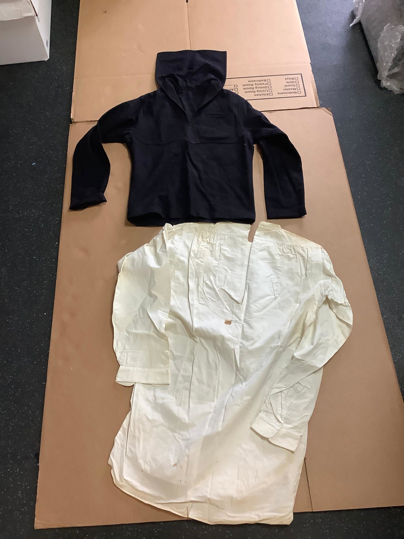Lot of vintage Early 1800's white and uniform shirts sizes unknown: Lot of vintage Early 1800's white and uniform shirts sizes unknown