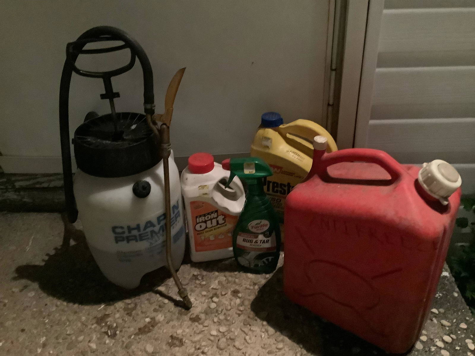 Lot Of Antifreeze In Gas Can, Degreaser In Pump Sprayer And More Auction