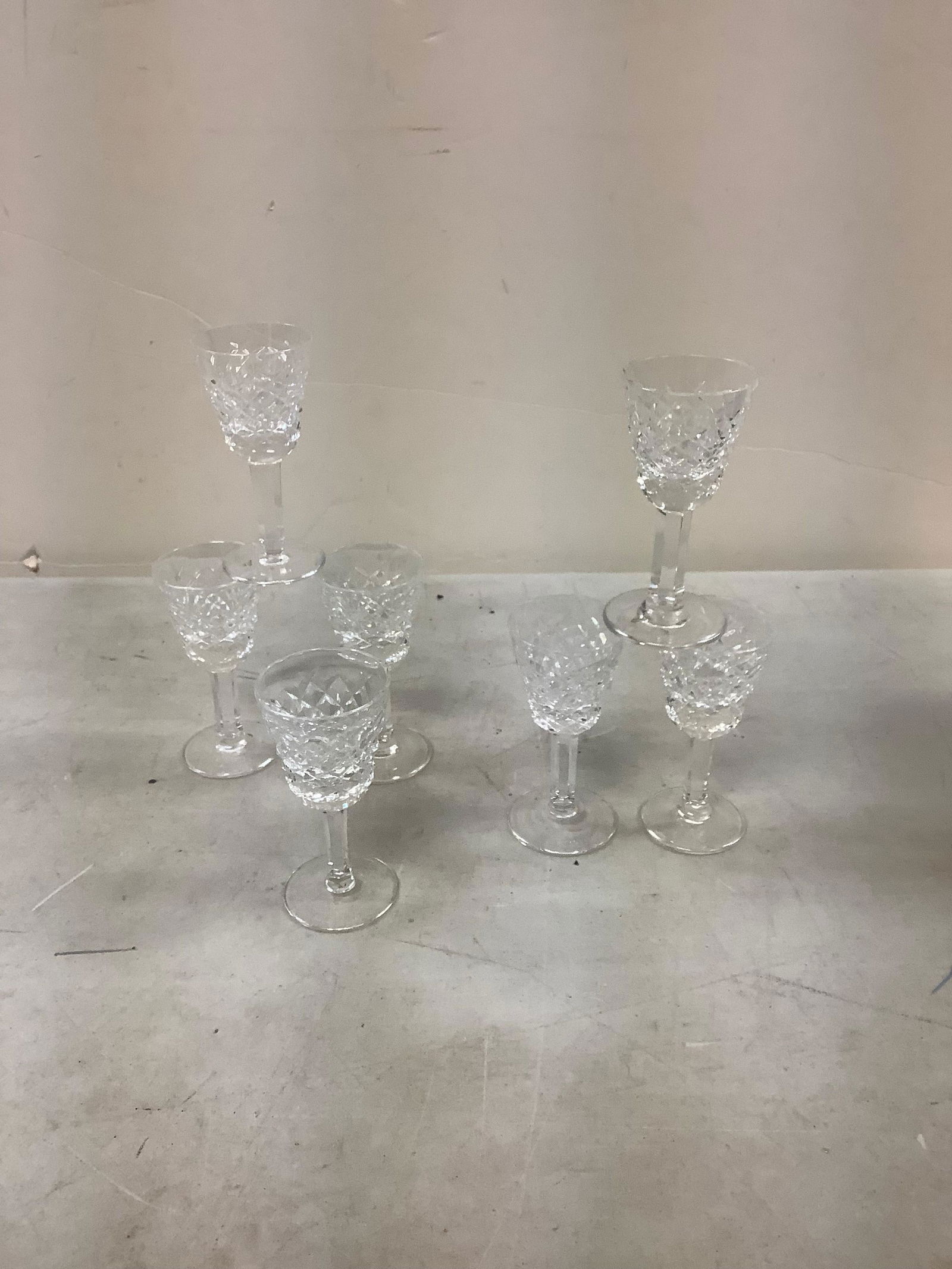 Lot of 7 WATERFORD crystal cups 3.5in tall (1 of 1)