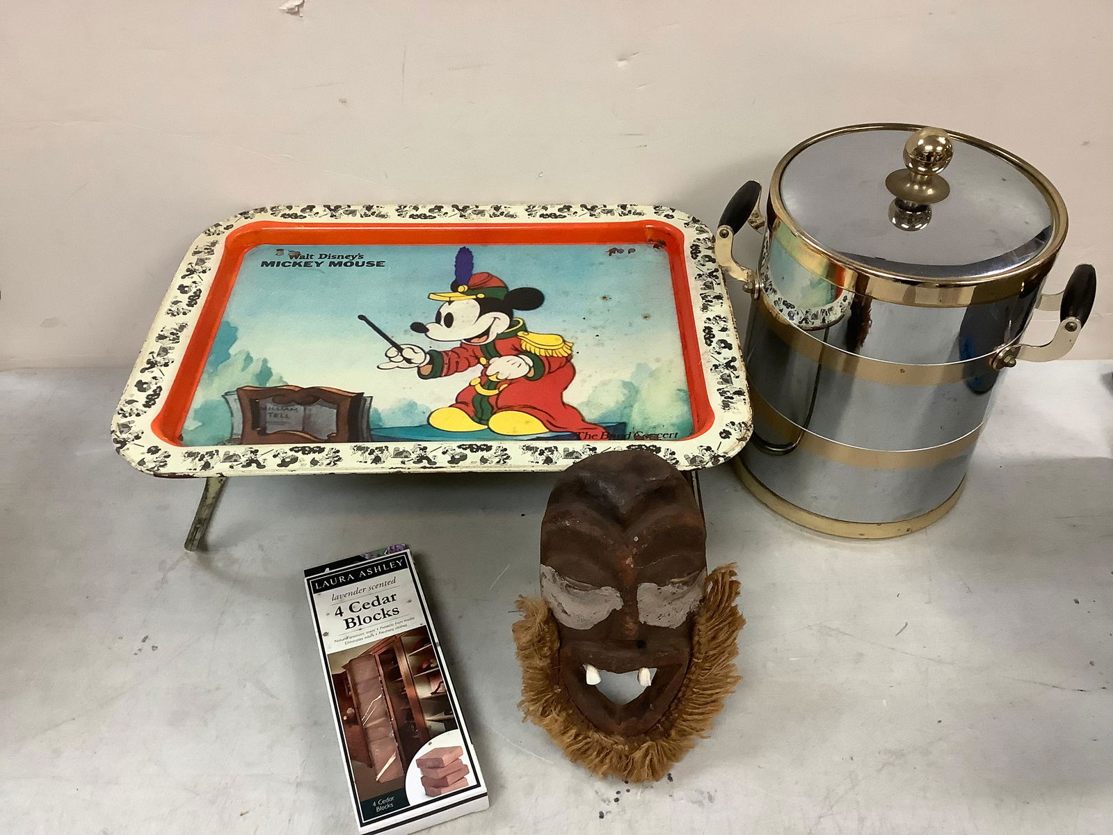 Lot of african mask, 1980 disney tray, MCM ice bucket 13in tall and more (1 of 1)