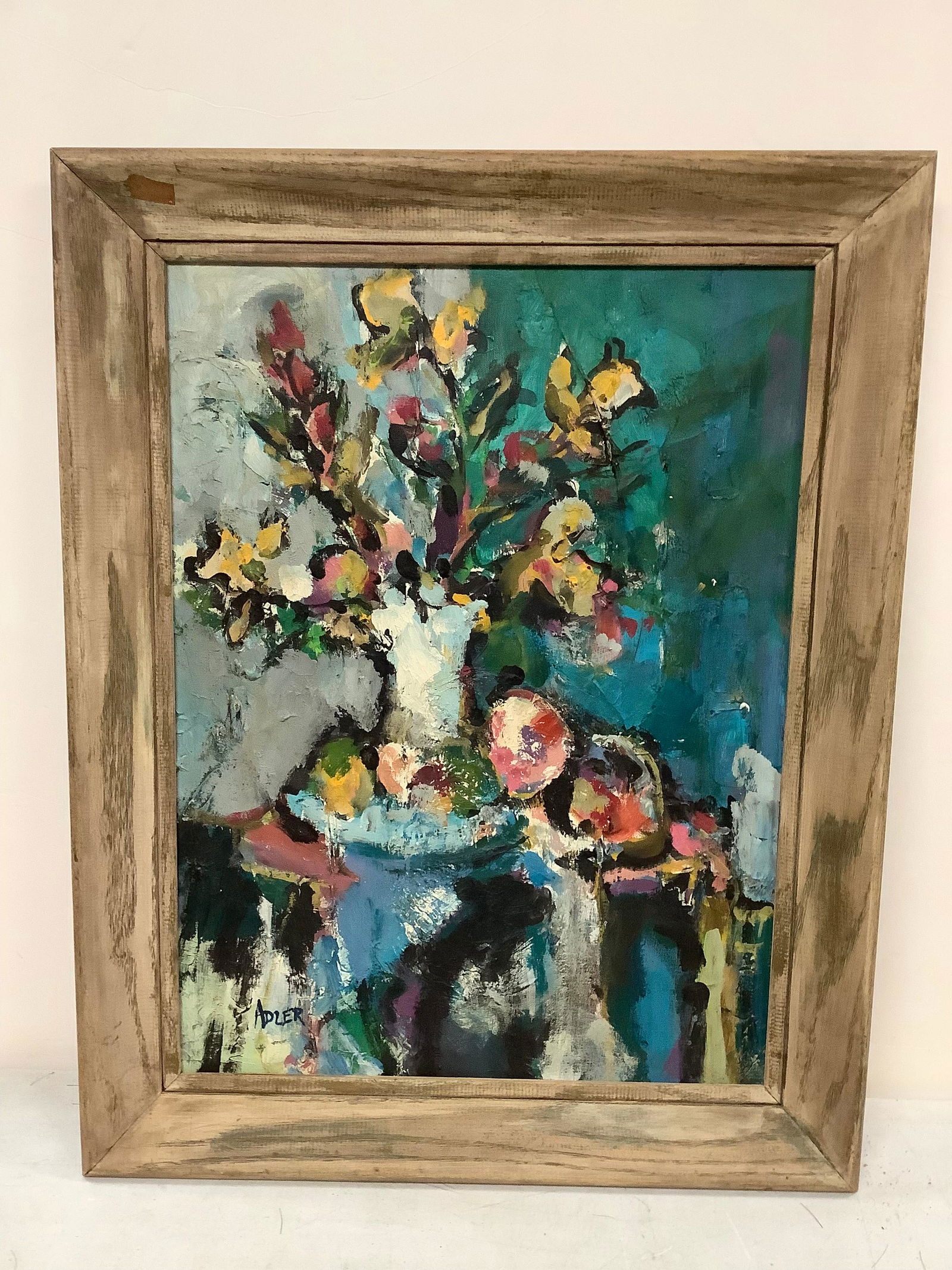 Framed Signed Ed Adler "Still Life With Daffodils" Acrylic on Canvas Flower Picture 28.75x22.5 (1 of 1)