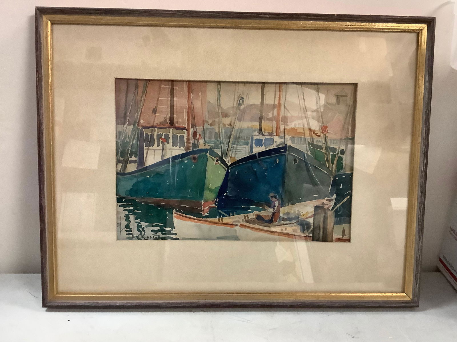 Framed Signed E.A. Dennison Watercolor 16x21 (1 of 1)