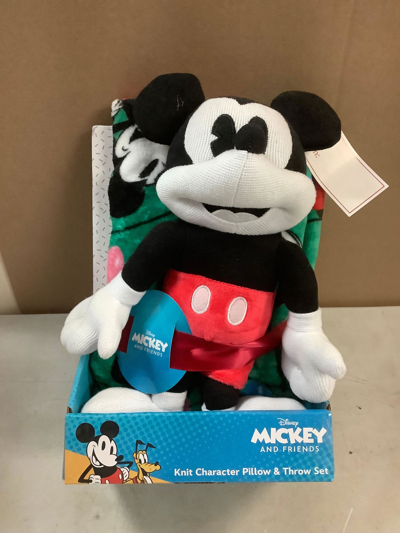New Disney Mickey Mouse Knit Character Pillow and Throw Set (1 of 1)