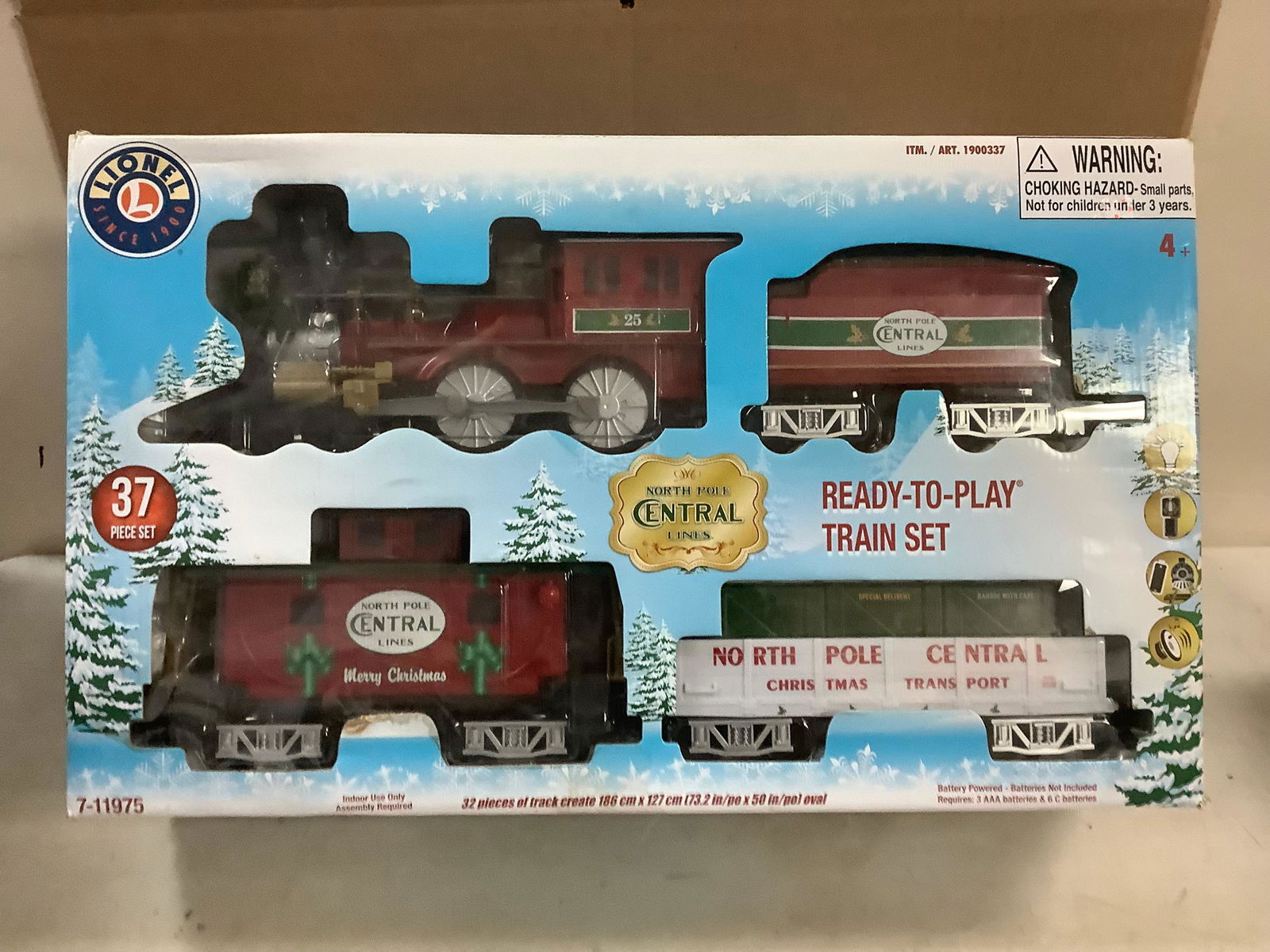 New Lionel North Pole Central Lines Ready To Play 37 Piece Train Set (Battery Operated) (1 of 1)