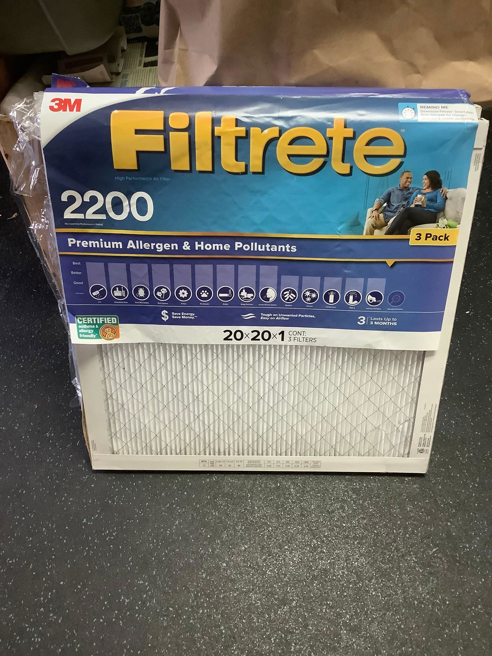 *NEW* 3 pack of FILTRETE air filter 20x20x1 (1 of 1)