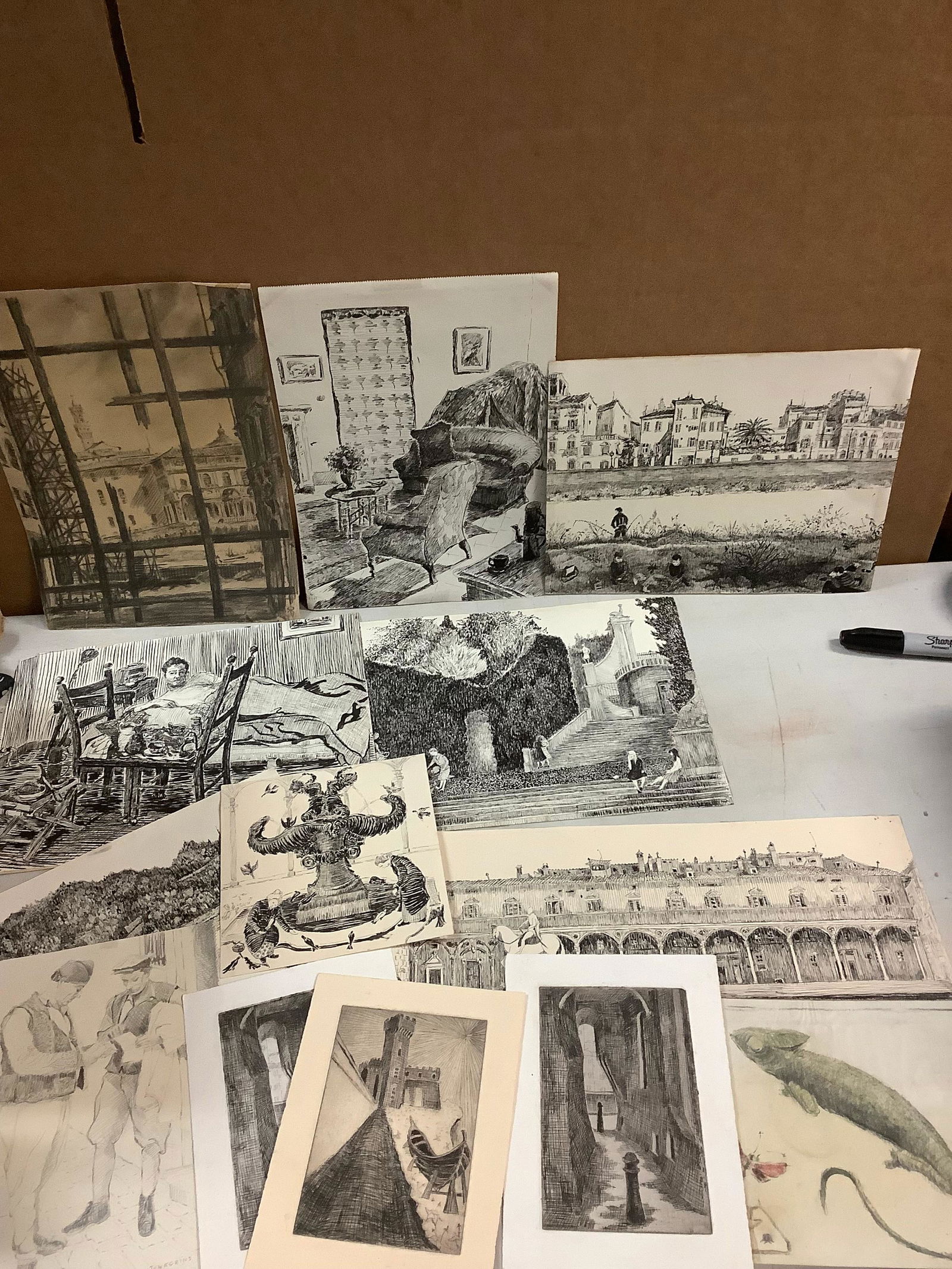 Lot of various pencil drawings (1 of 1)