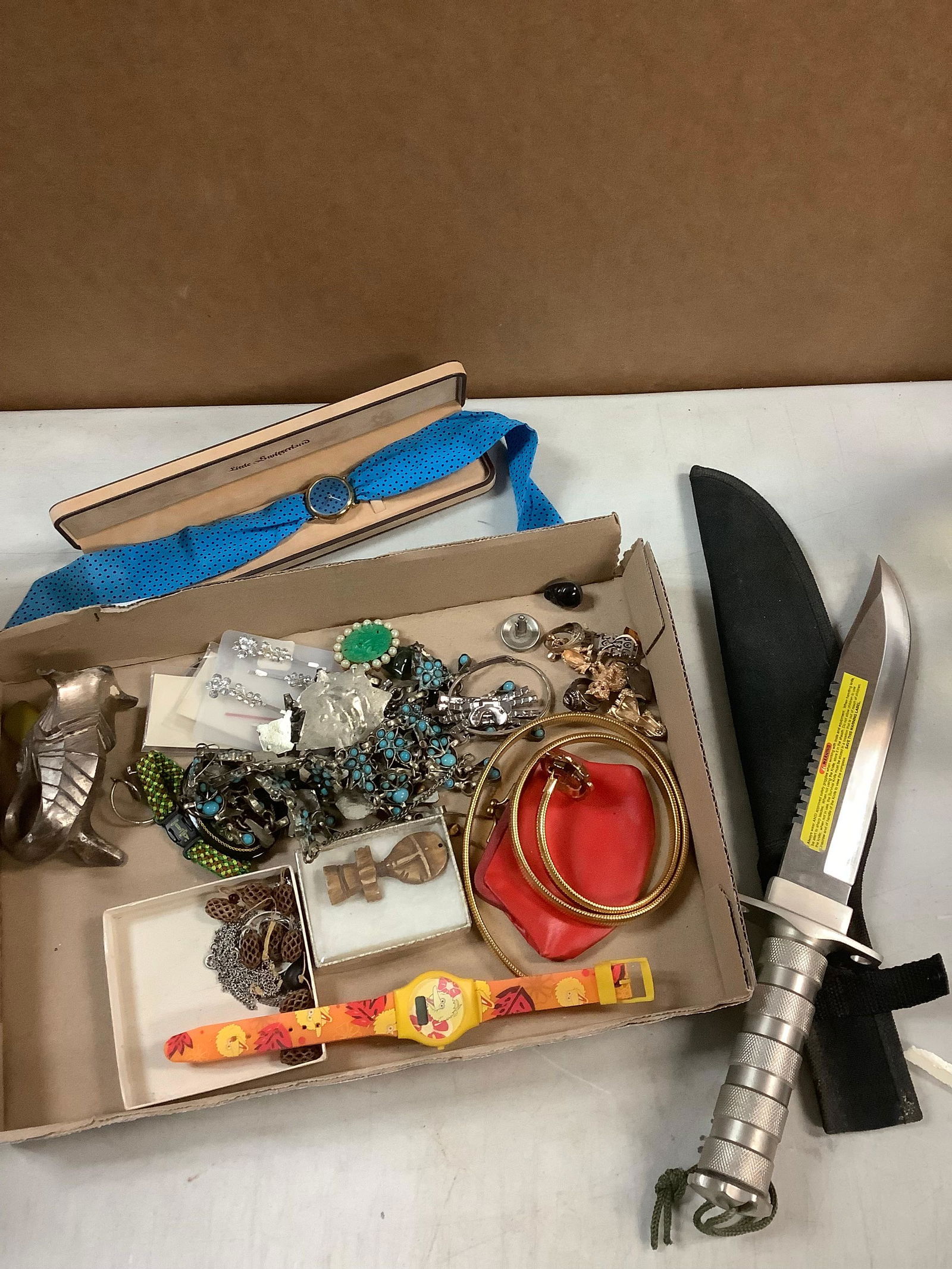 Gordon 8'' hunting knife, little switzerland watch, jewelry, and more (1 of 1)