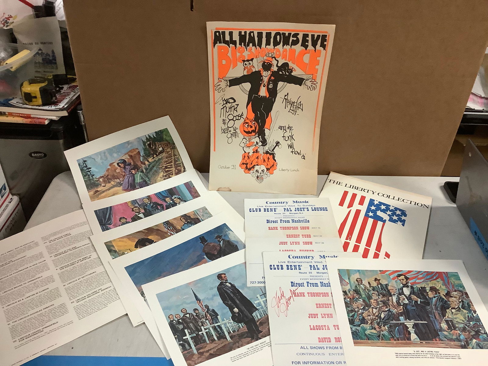Lot of country music poster signed by Hank Thompson, ABE LINCOLN autobiography and more (1 of 1)