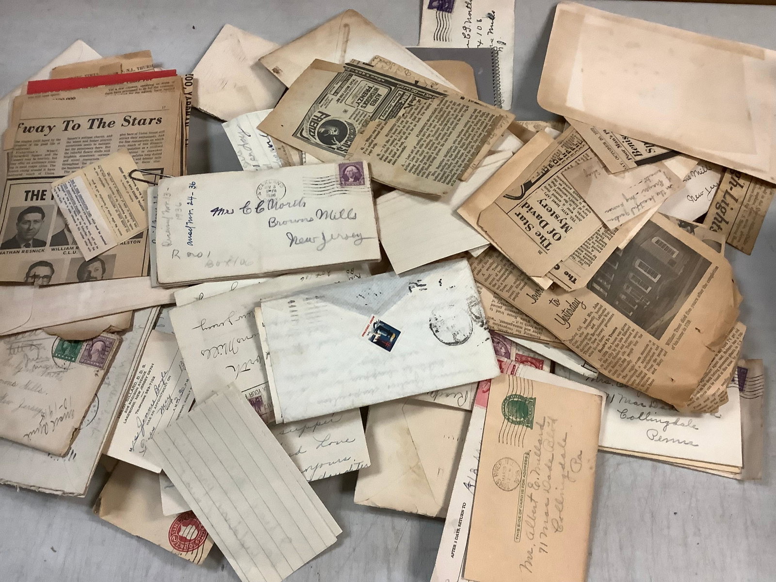 Lot of vintage envelopes, letters, newspapers: Lot of vintage envelopes, letters, newspapers