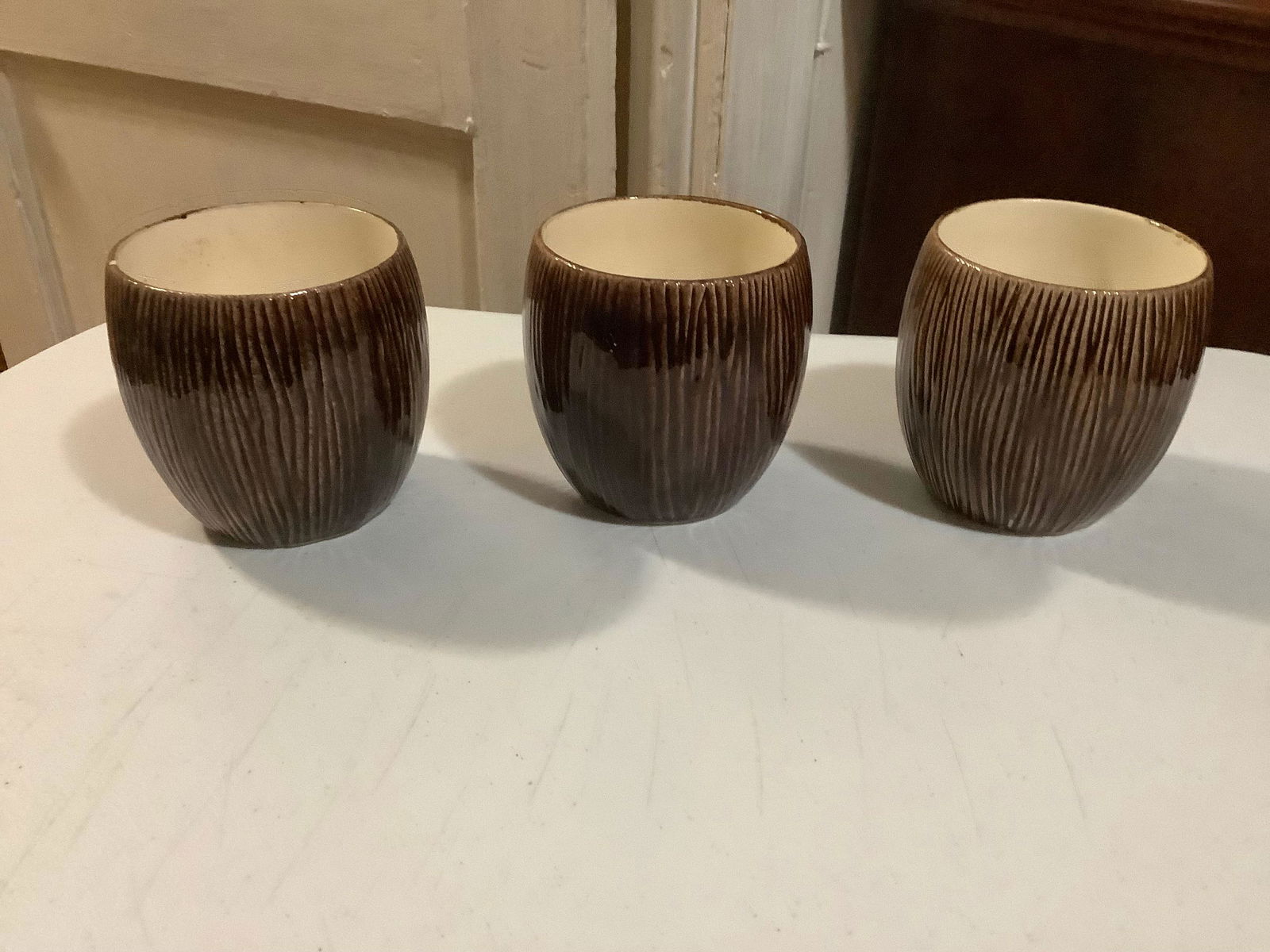 Set of 3 2003 Tiki Farm Ceramic Coconut Cups 4" (1 of 1)
