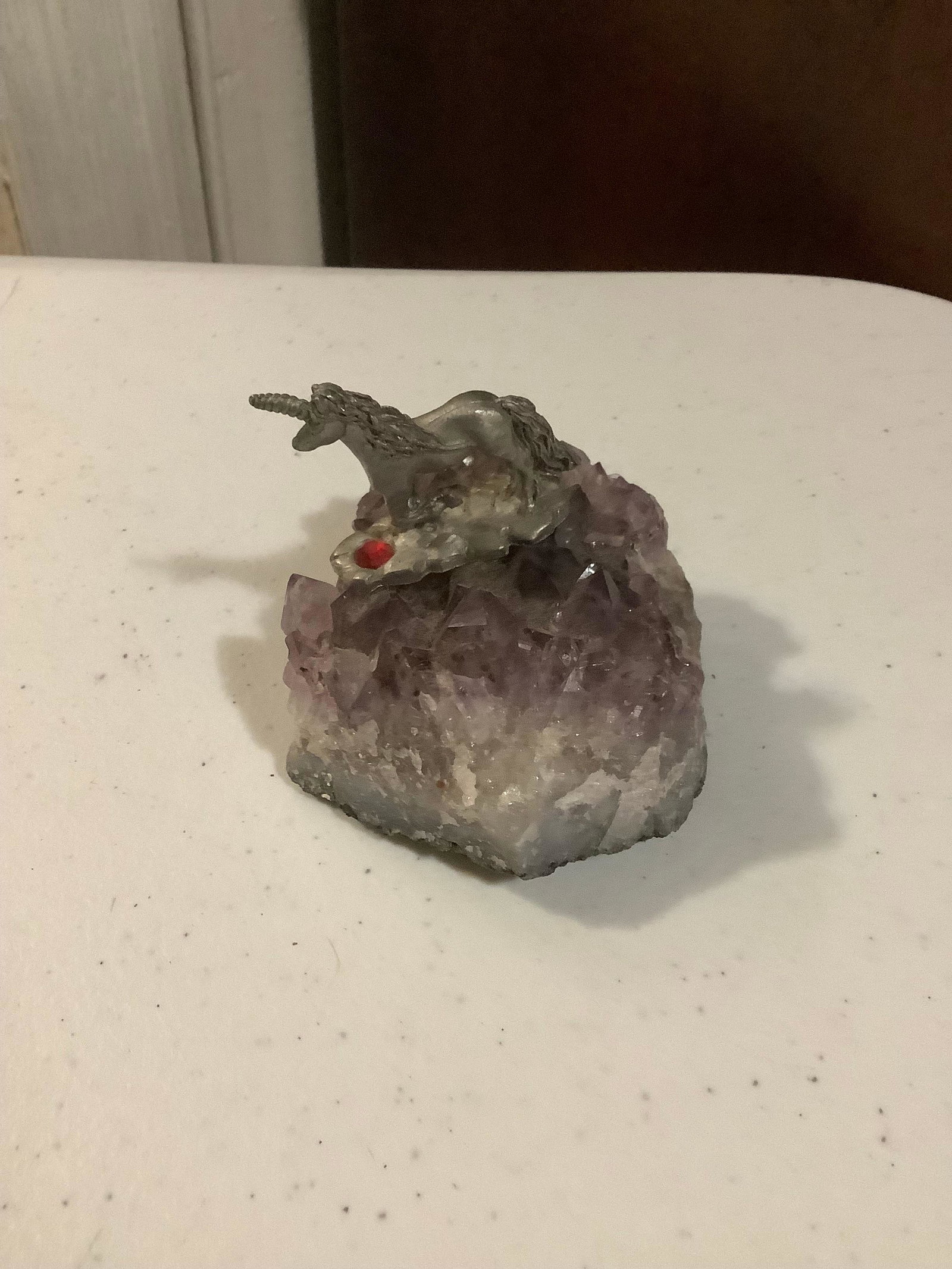 Amethyst Geode w/ Horse Figurine 3": Amethyst Geode w/ Horse Figurine 3"