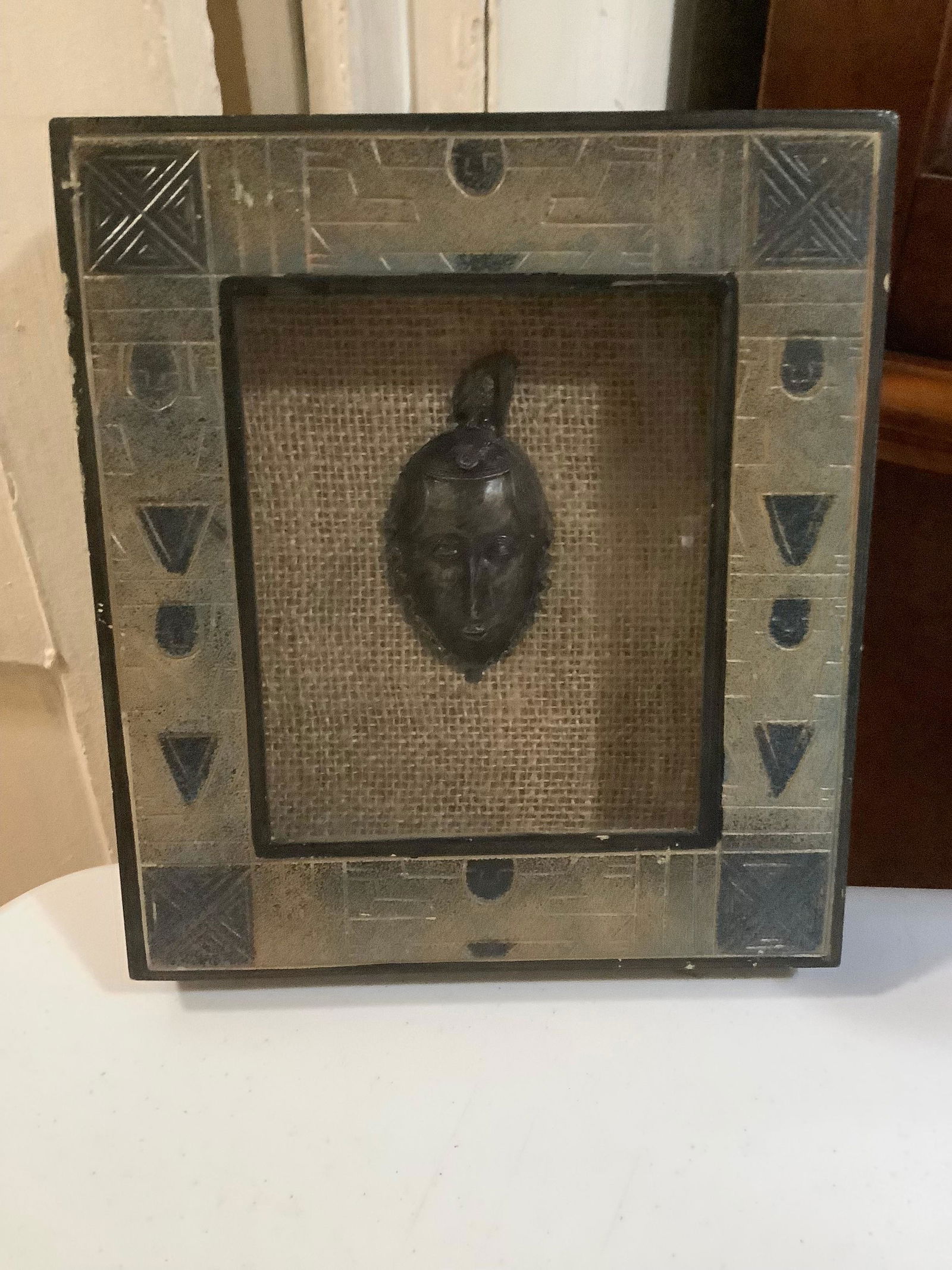 Framed Shadowbox with African Mask Wall Hanging 10x9 (1 of 1)