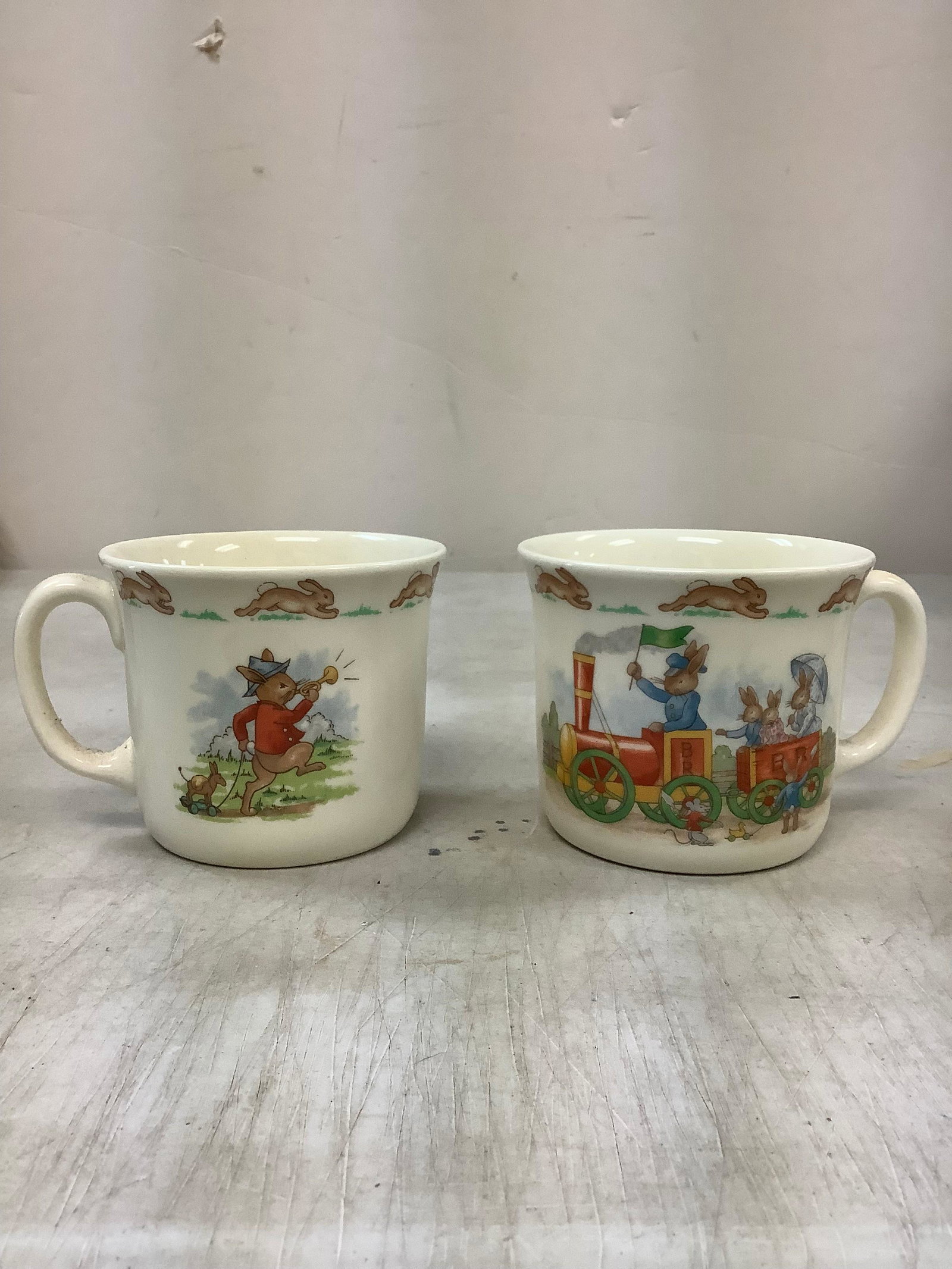 Lot of 1936 Bunnykins mugs: Lot of 1936 Bunnykins mugs