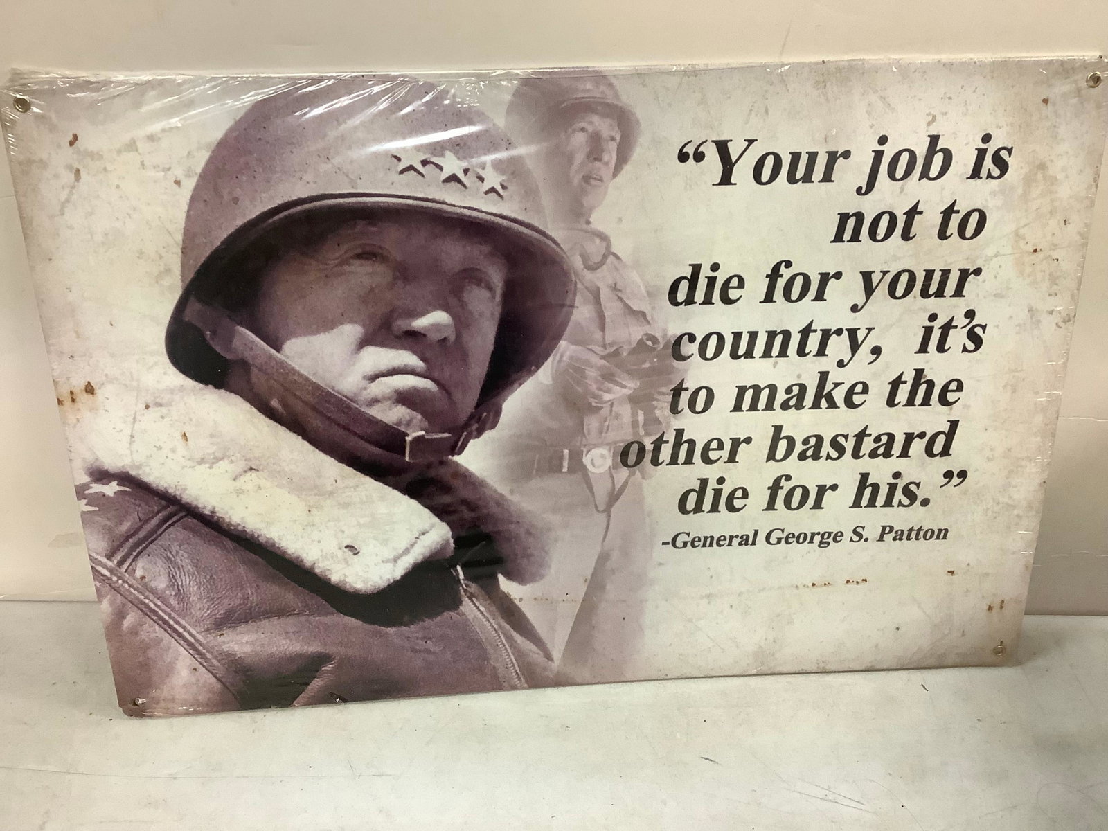George S. Patton quote on metal hanging decor (17.5 in x 11.5 in): George S. Patton quote on metal hanging decor (17.5 in x 11.5 in)