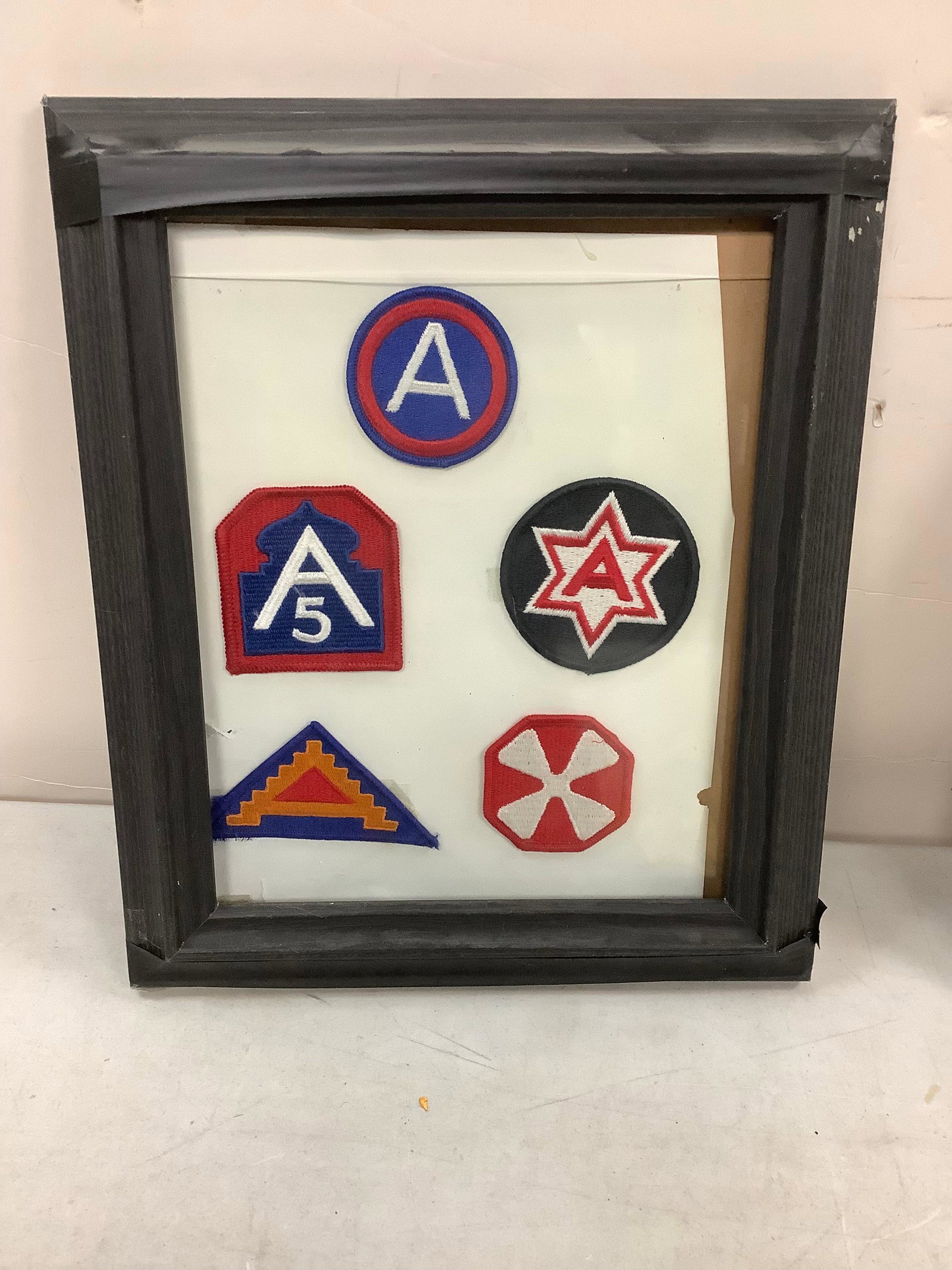 U.S. Army badges in frame 12.5in.x10.5in.: U.S. Army badges in frame 12.5in.x10.5in.